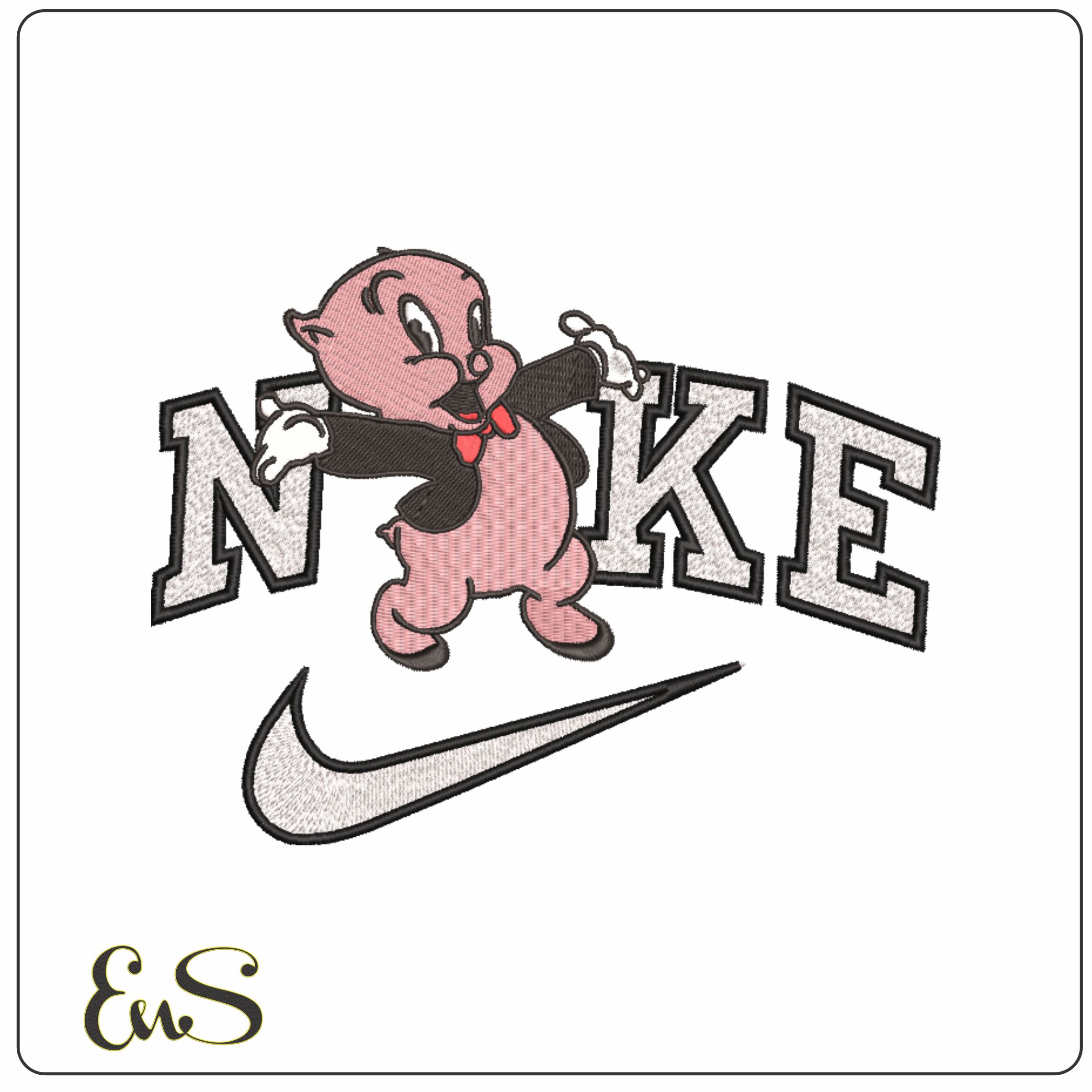 Nike Porkie Pig-Elegant embroidery design file - instant download