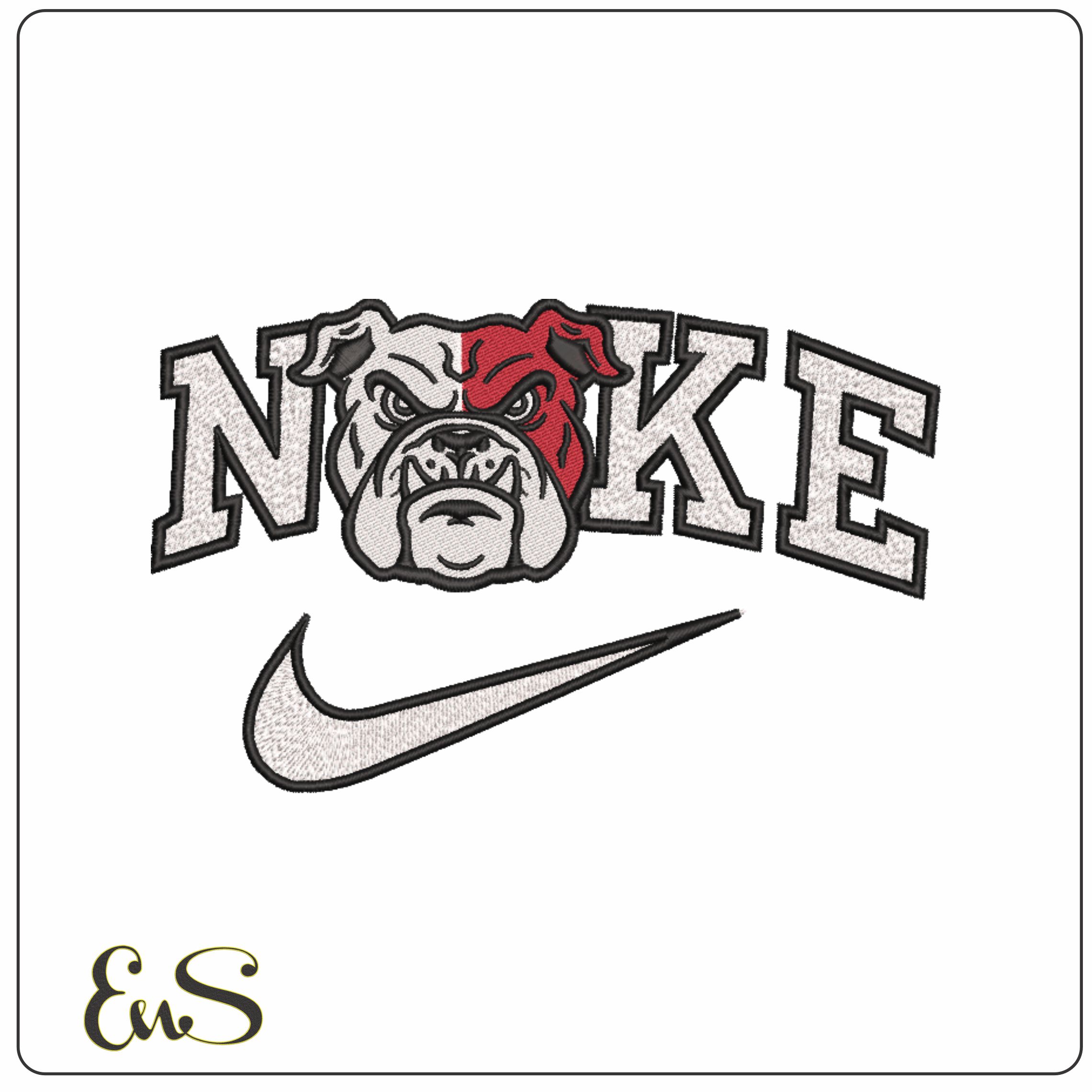Nike Red White Bulldog Face-Elegant embroidery design file - instant download