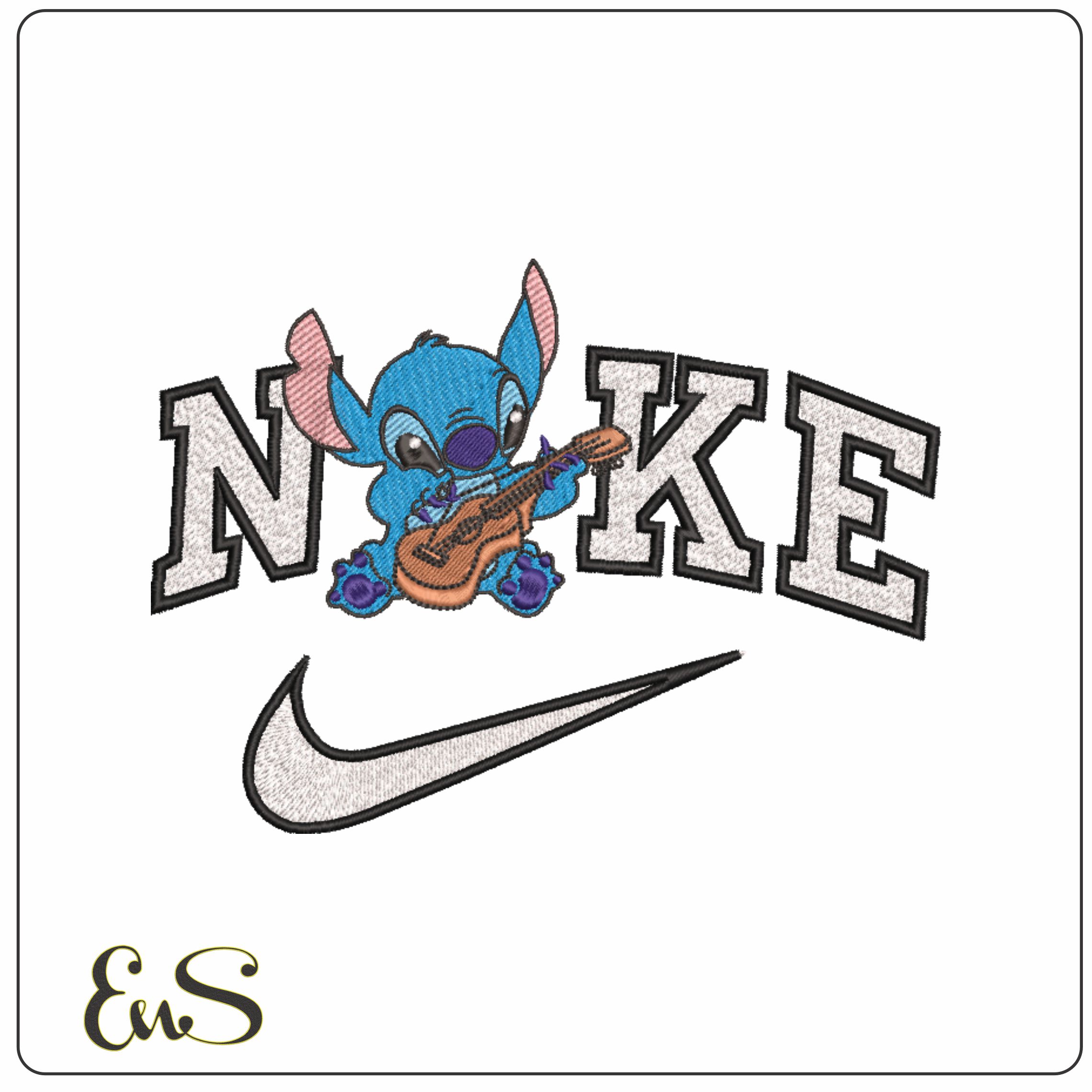 Nike Stitch with Guitar-Elegant embroidery design file - instant download