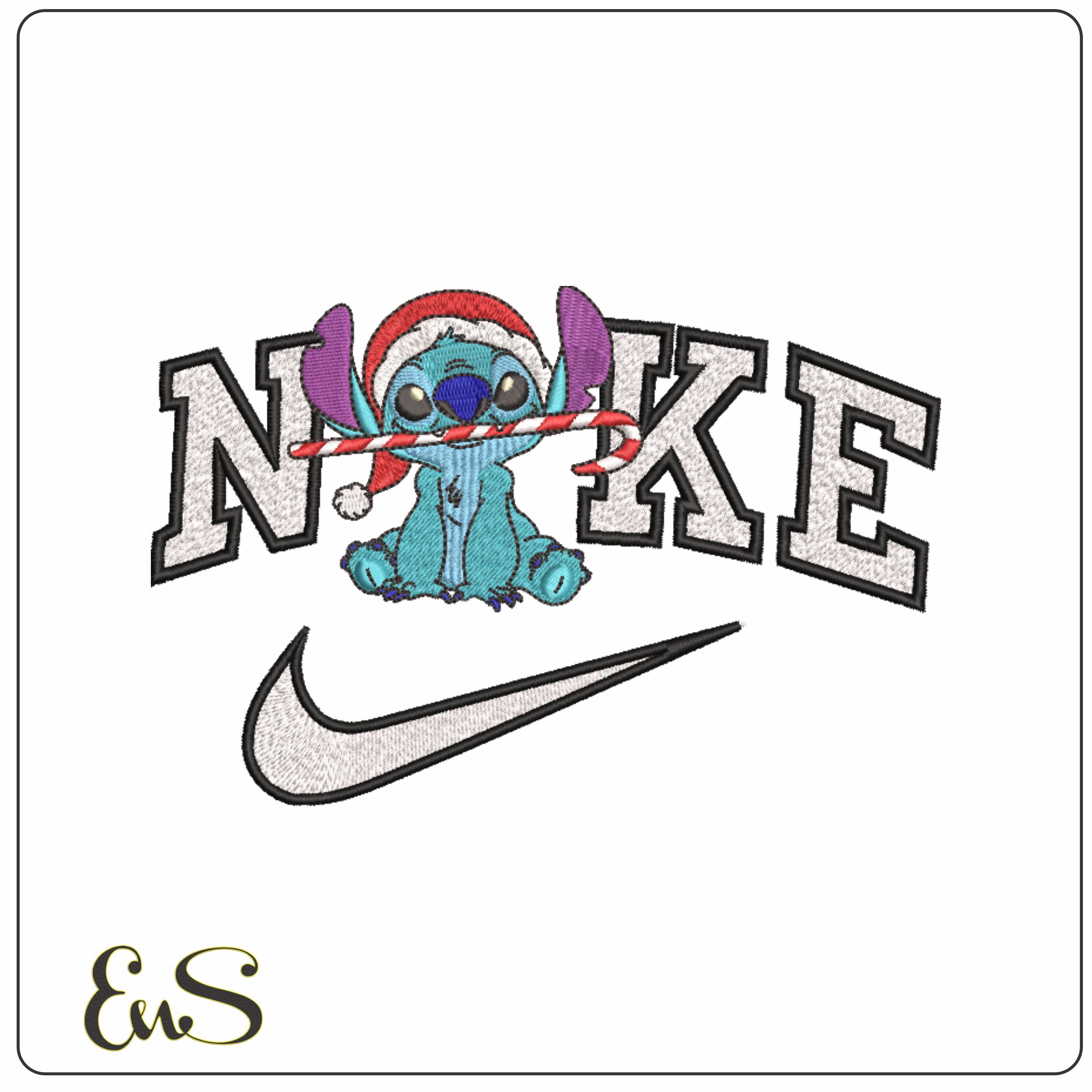 Nike Stitch Xmas Cane-Elegant embroidery design file - instant download
