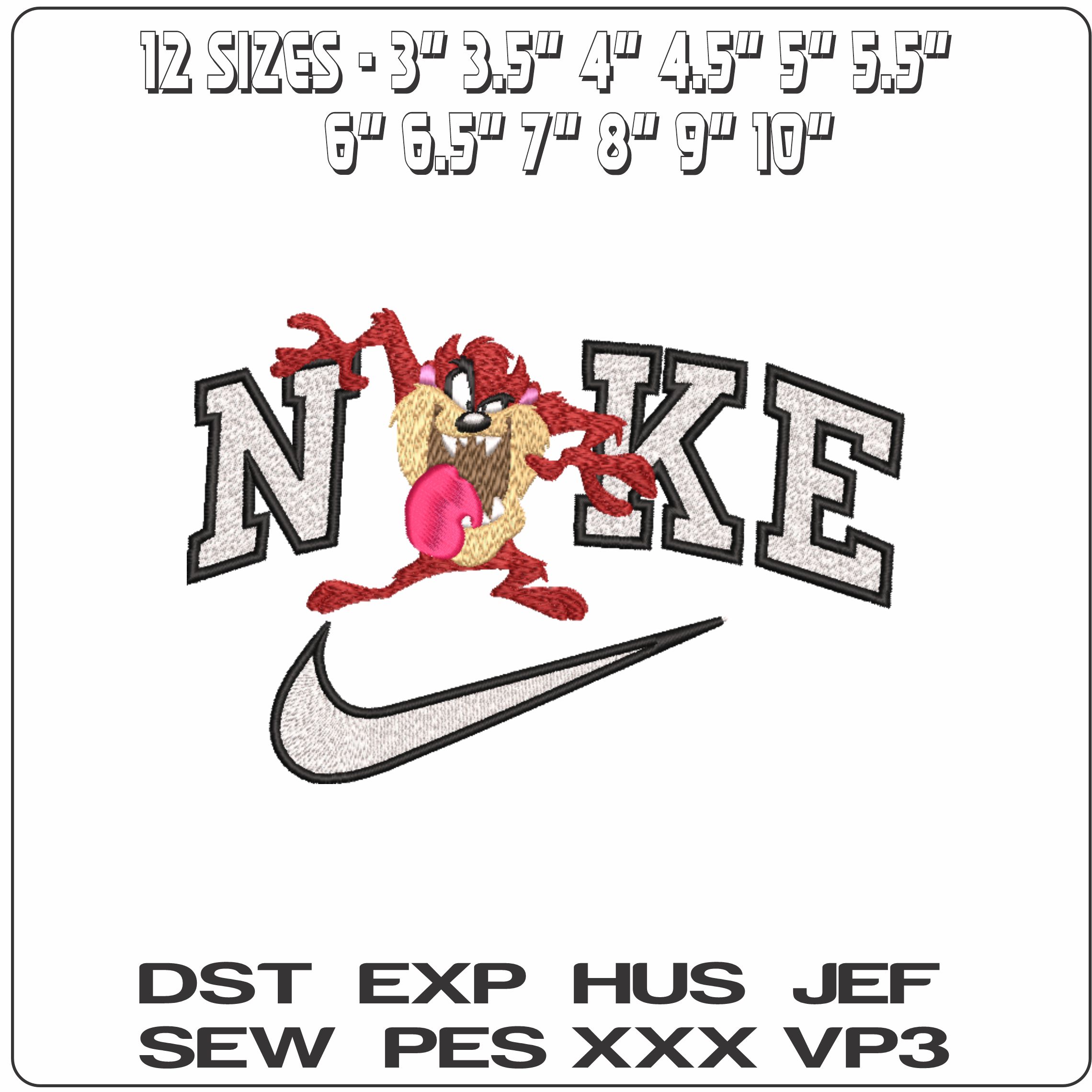 Nike Taz - Looney Tunes-Elegant embroidery design file - instant download