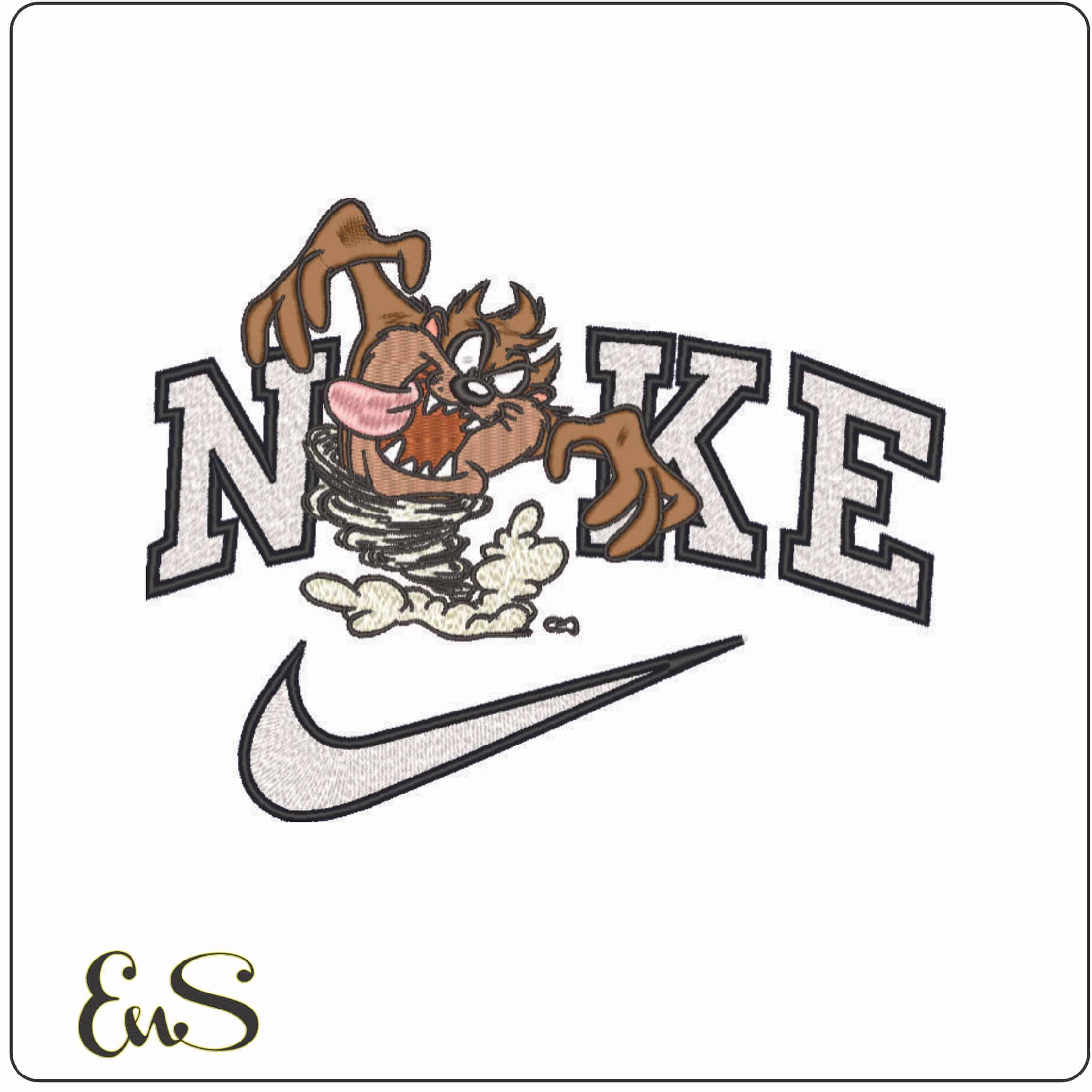 Nike Taz Devil Swoosh - Looney Tunes-Elegant embroidery design file - instant download