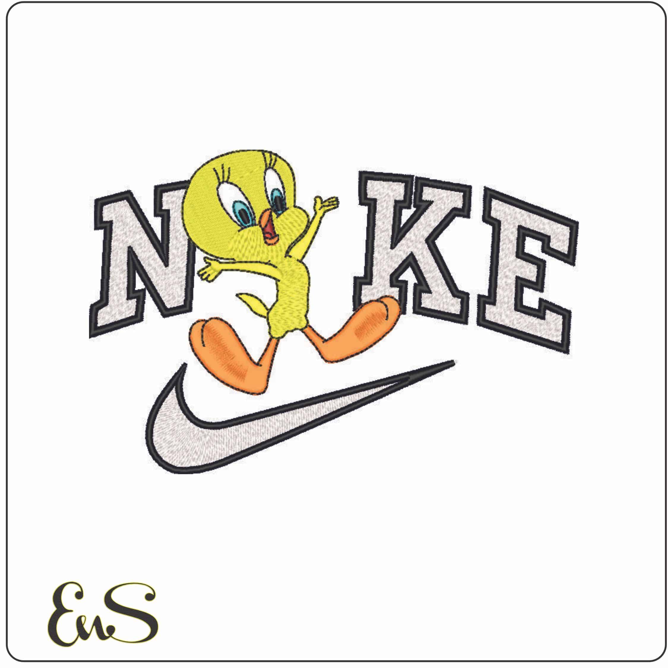 Nike Tweety Pie - Looney Tunes-Elegant embroidery design file - instant download