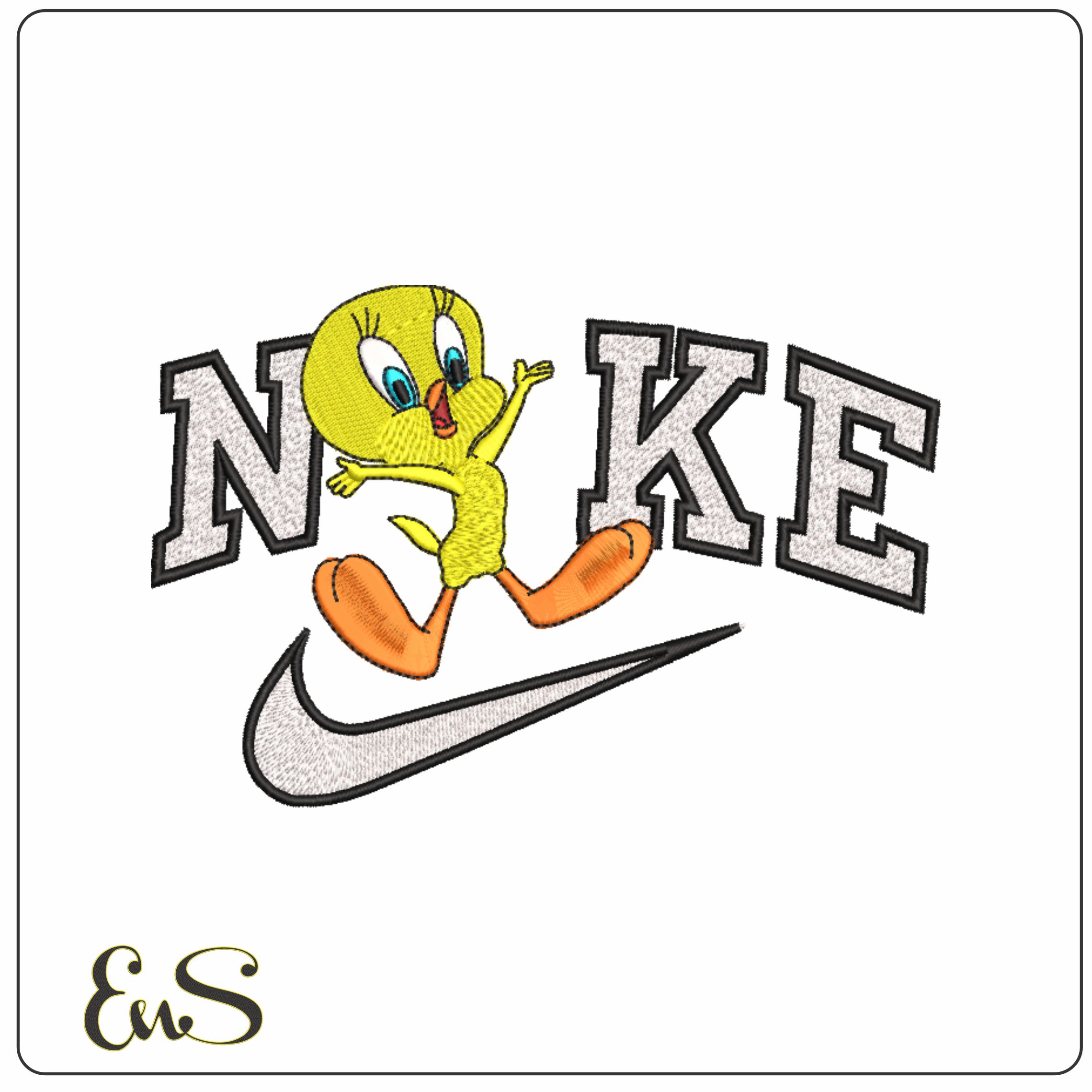 Nike Tweety Pie - Looney Tunes-Elegant embroidery design file - instant download