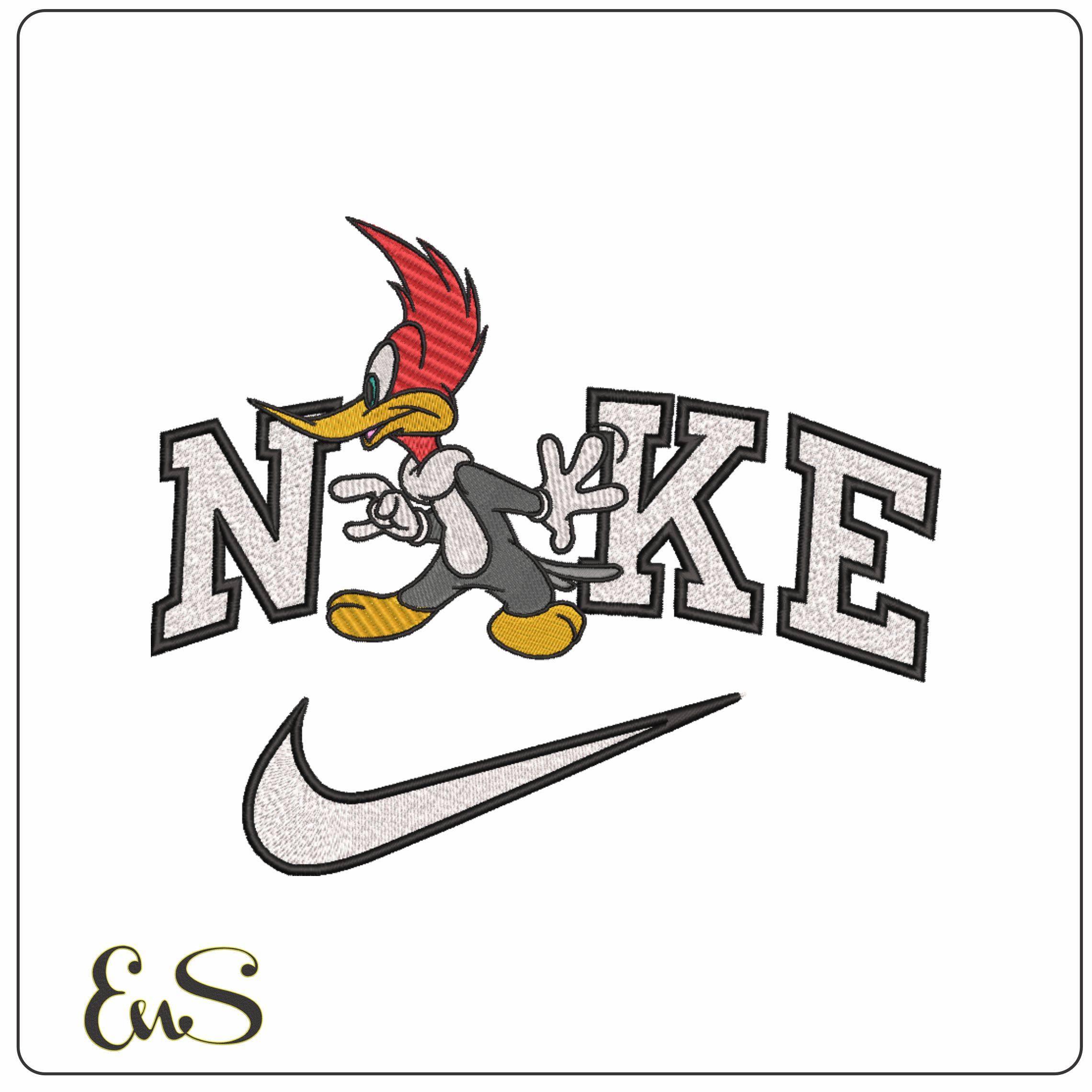 Nike Woody Woodpecker-Elegant embroidery design file - instant download