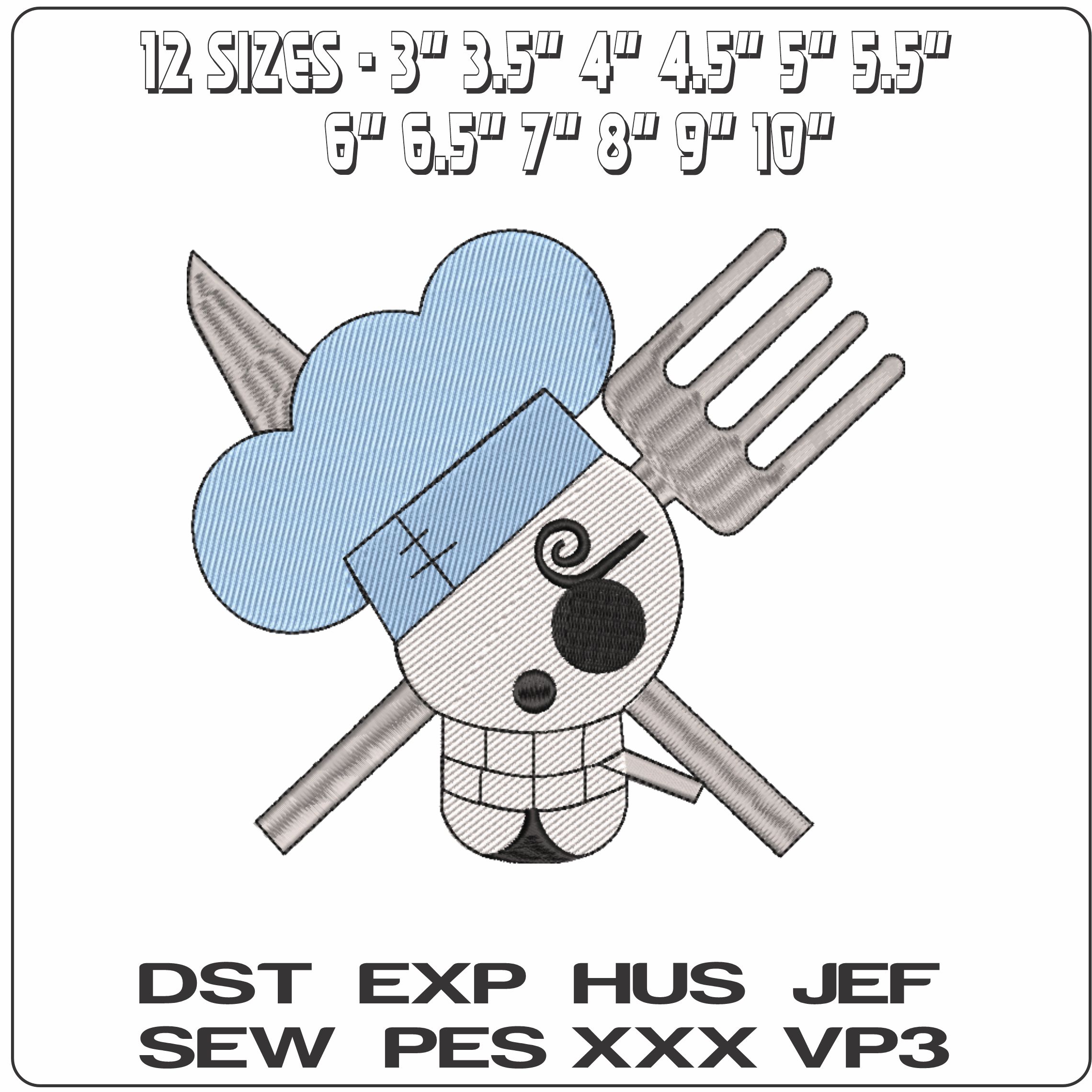One Piece Chef-Elegant embroidery design file - instant download