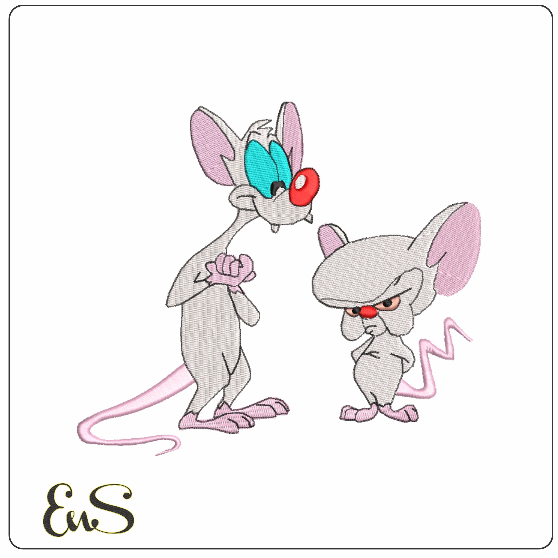 Pinky and Brian-Elegant embroidery design file - instant download