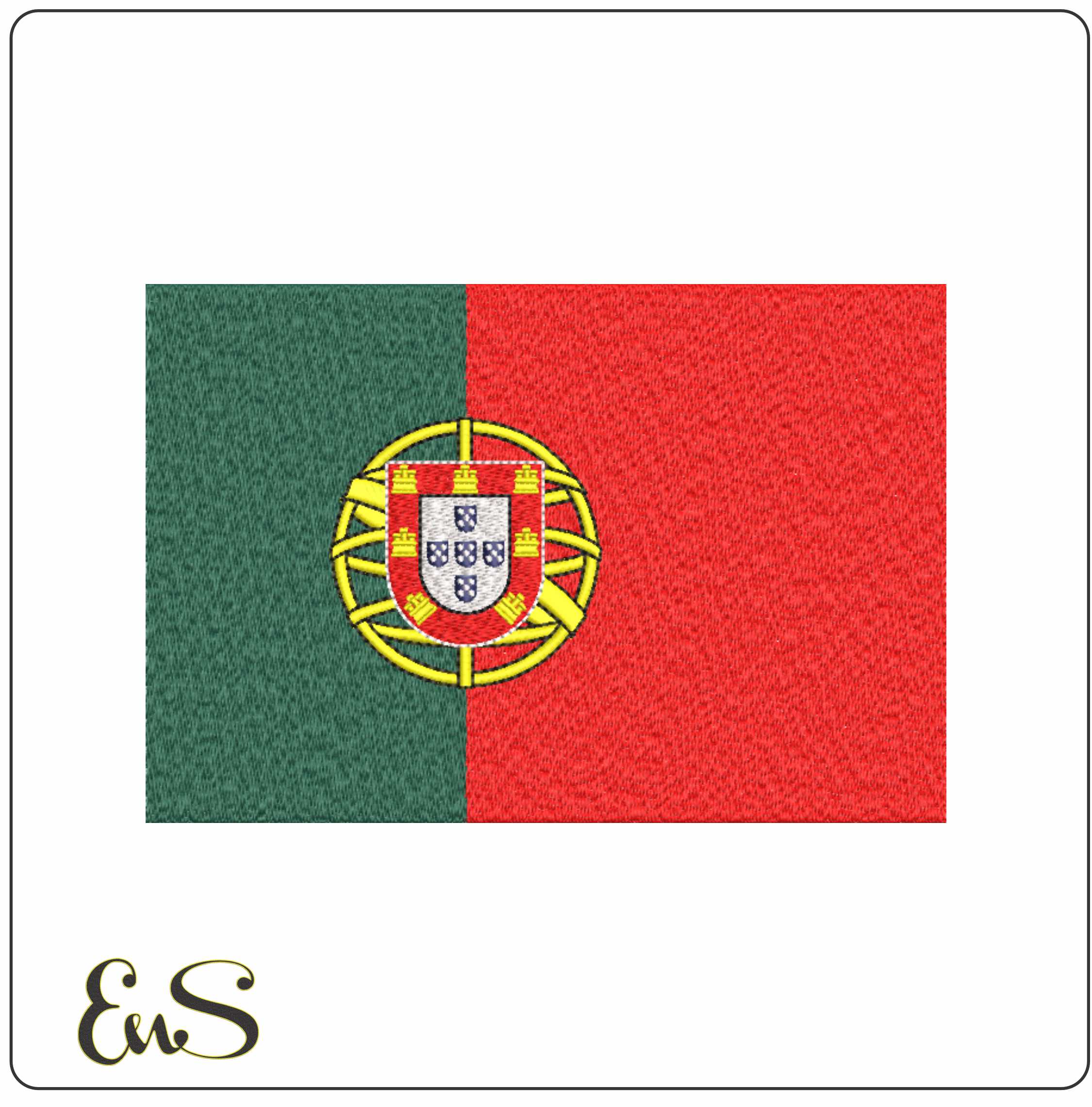 Portugal Flag with Border-Elegant embroidery design file - instant download