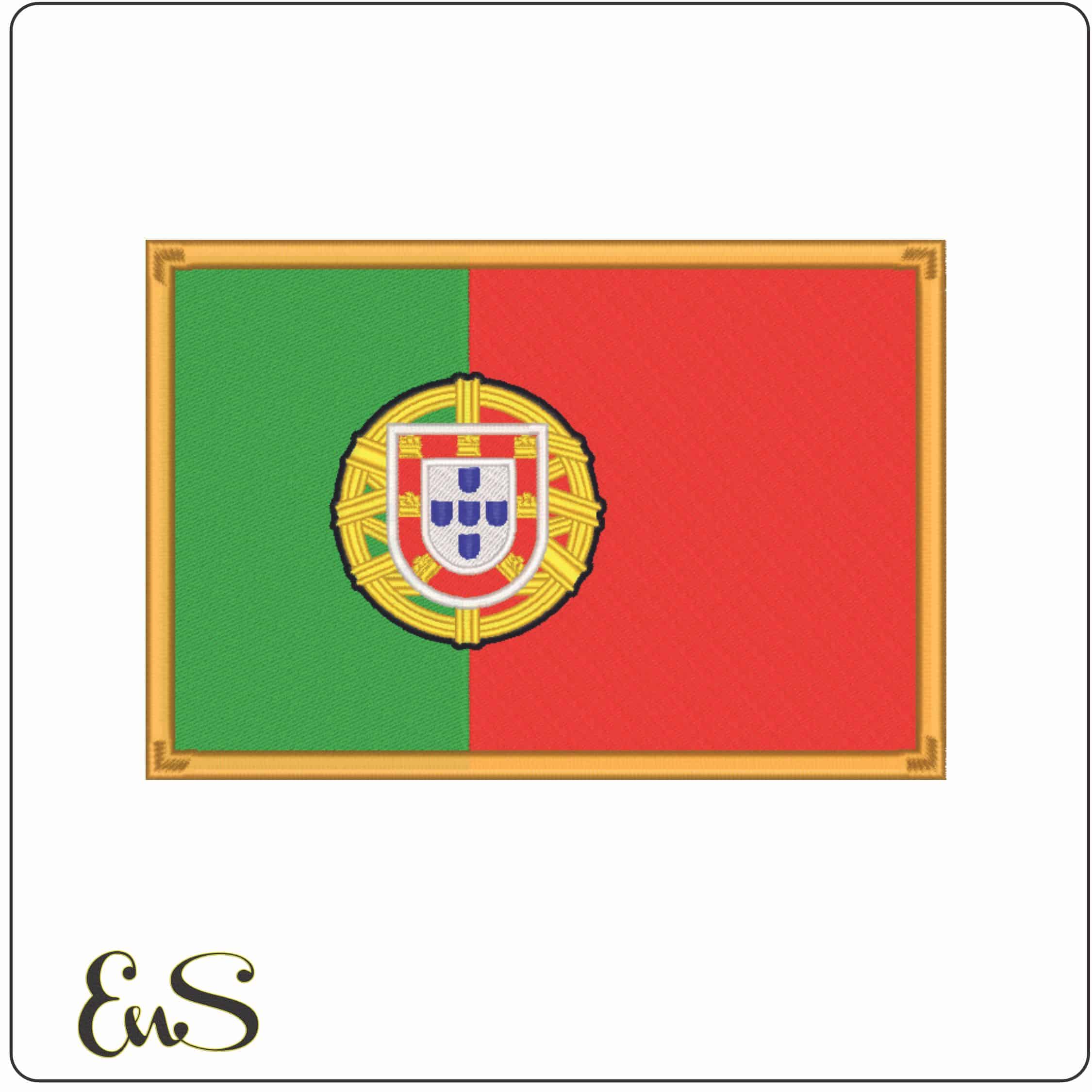 Portugal Flag with Border-Elegant embroidery design file - instant download