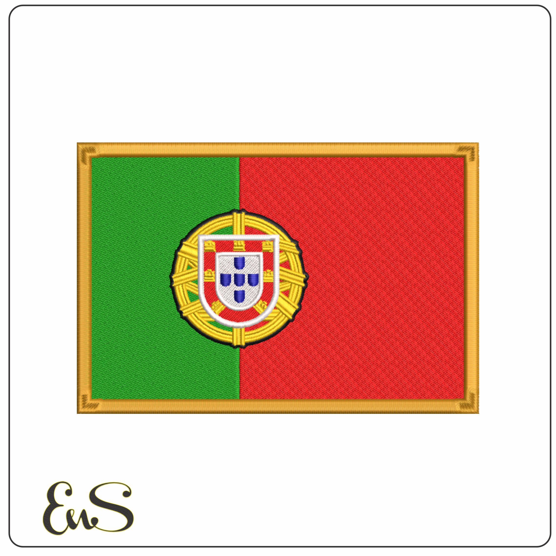 Portugal Flag with Border-Elegant embroidery design file - instant download