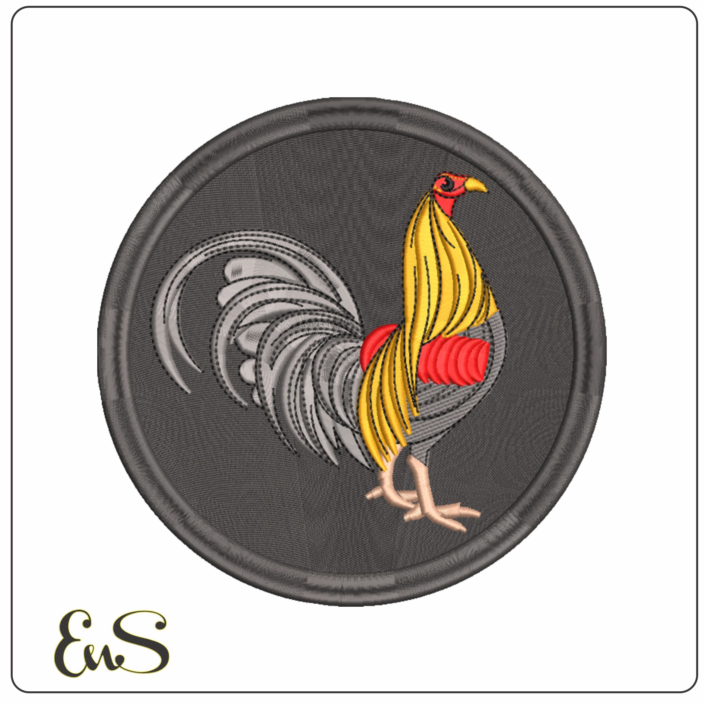 Prize Golden Red Rooster in emblem-Elegant embroidery design file - instant download
