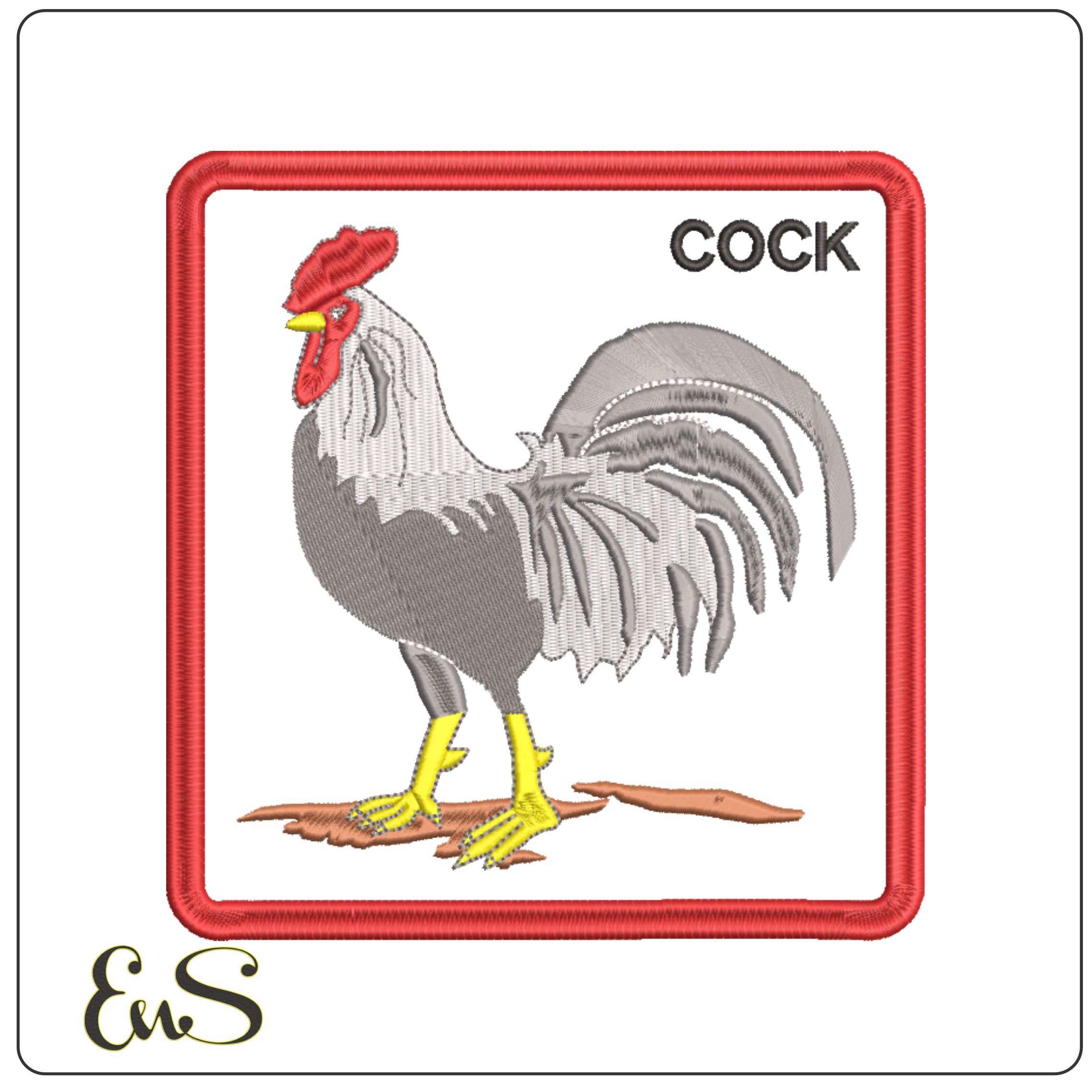 Rooster Cock in a Frame-Elegant embroidery design file - instant download