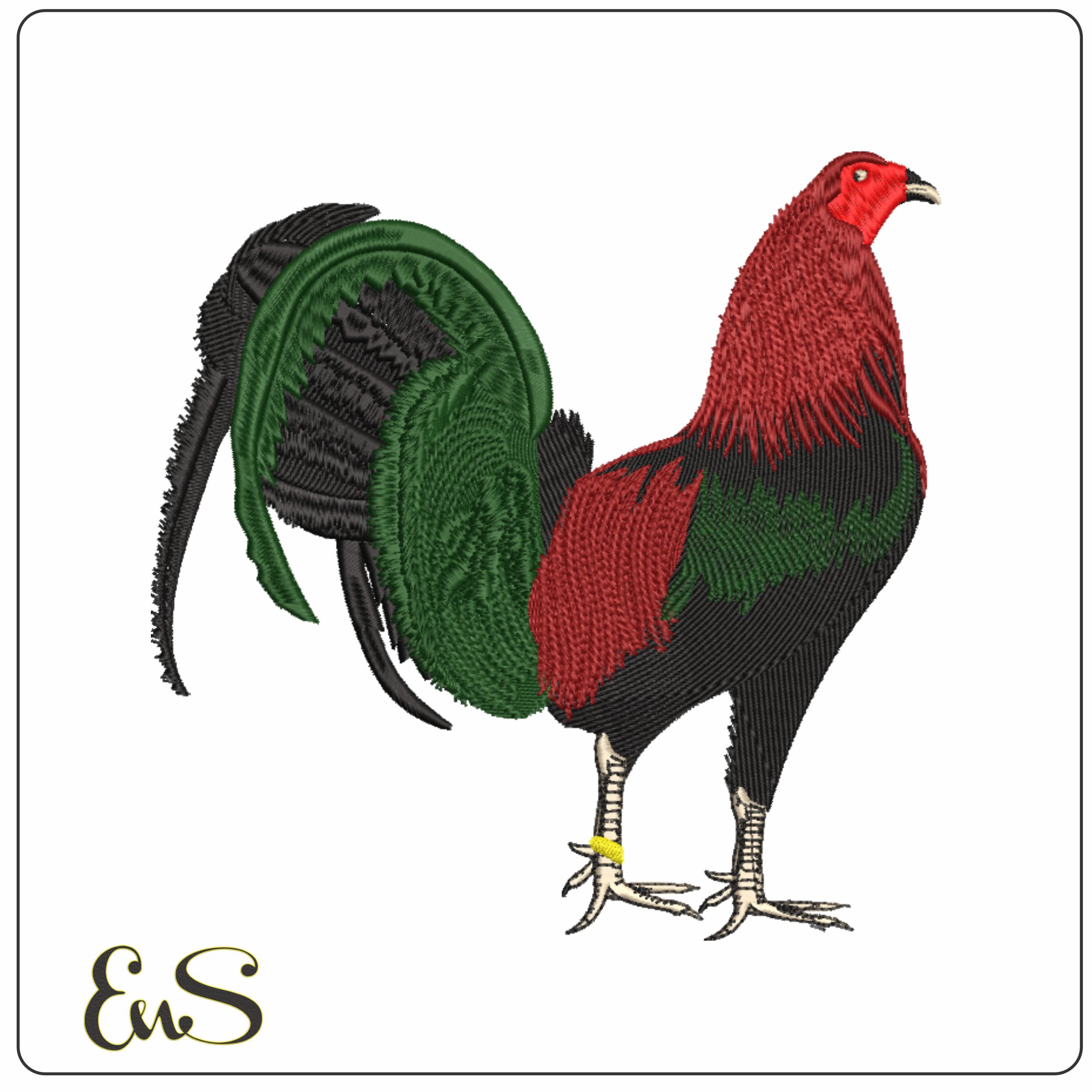 Rooster Five-Elegant embroidery design file - instant download