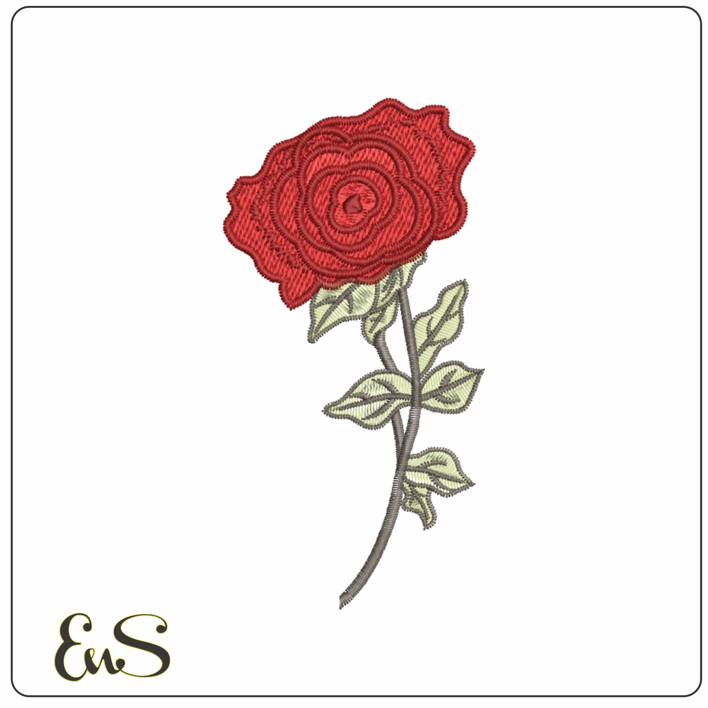 Single Rose Stem-Elegant embroidery design file - instant download