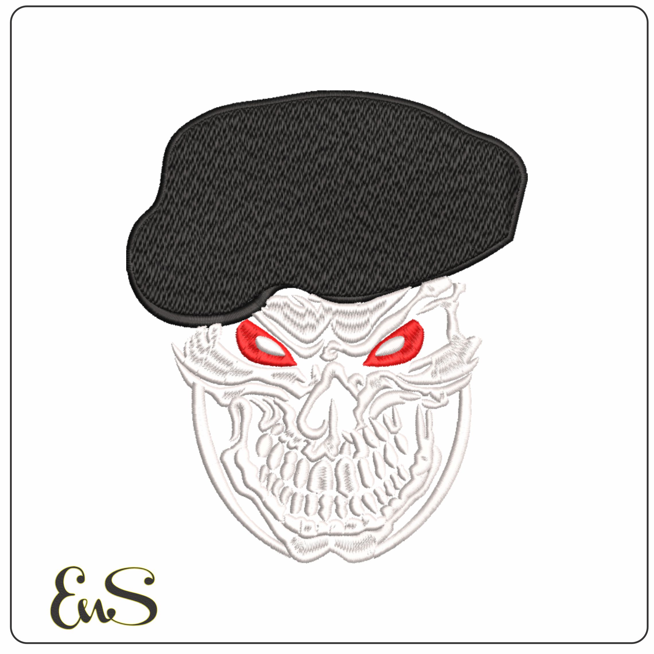 Skull with Beret-Elegant embroidery design file - instant download