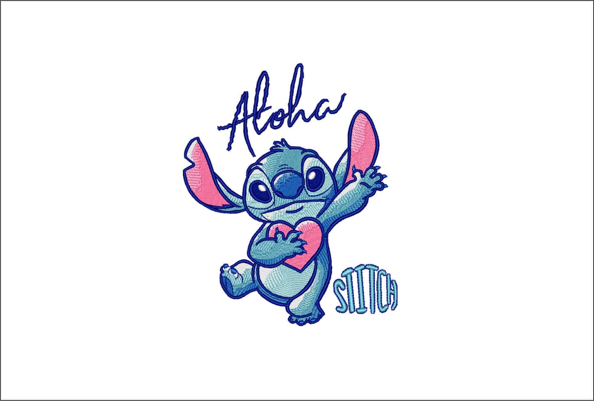 Stitch Heart Aloha-Elegant embroidery design file - instant download