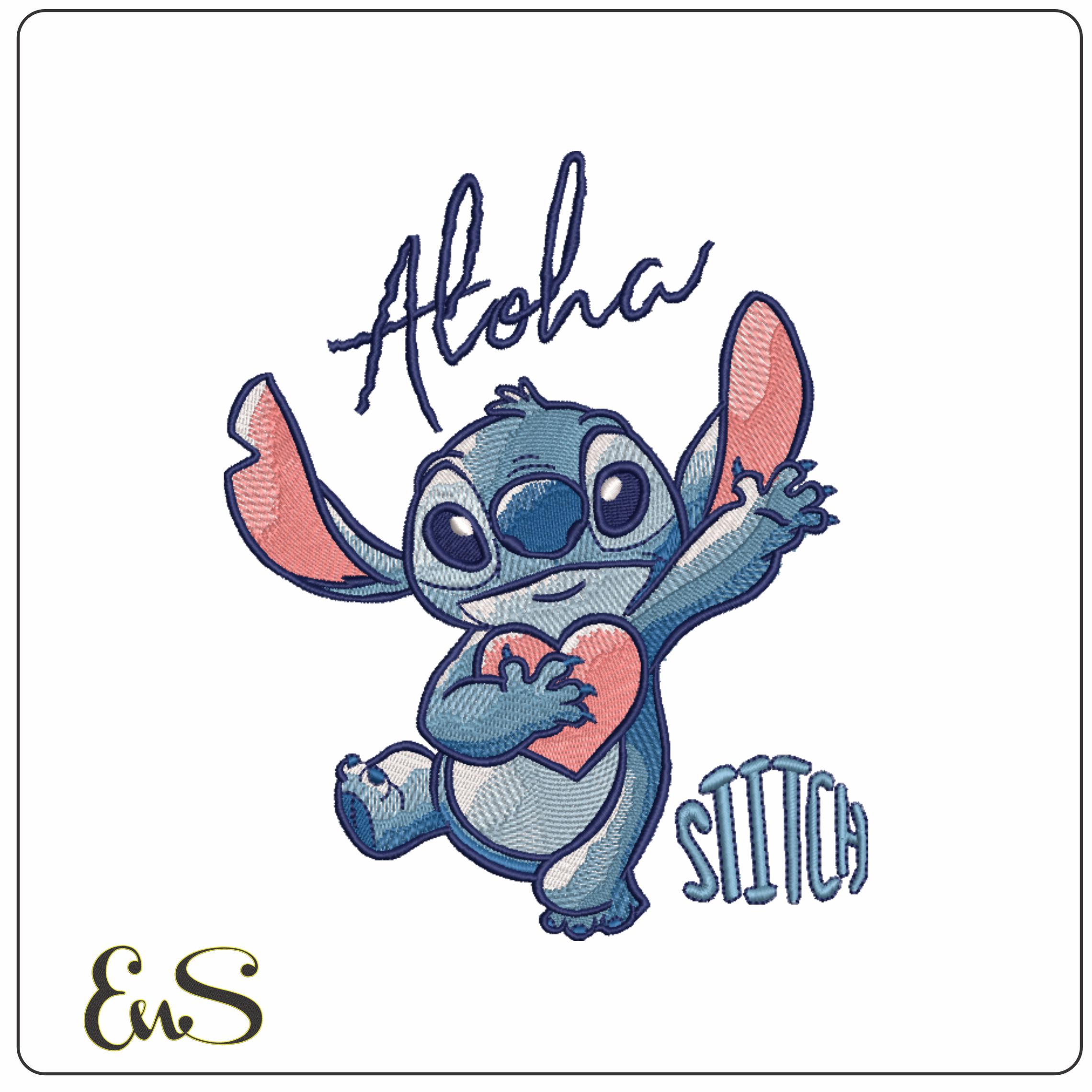 Stitch Heart Aloha-Elegant embroidery design file - instant download