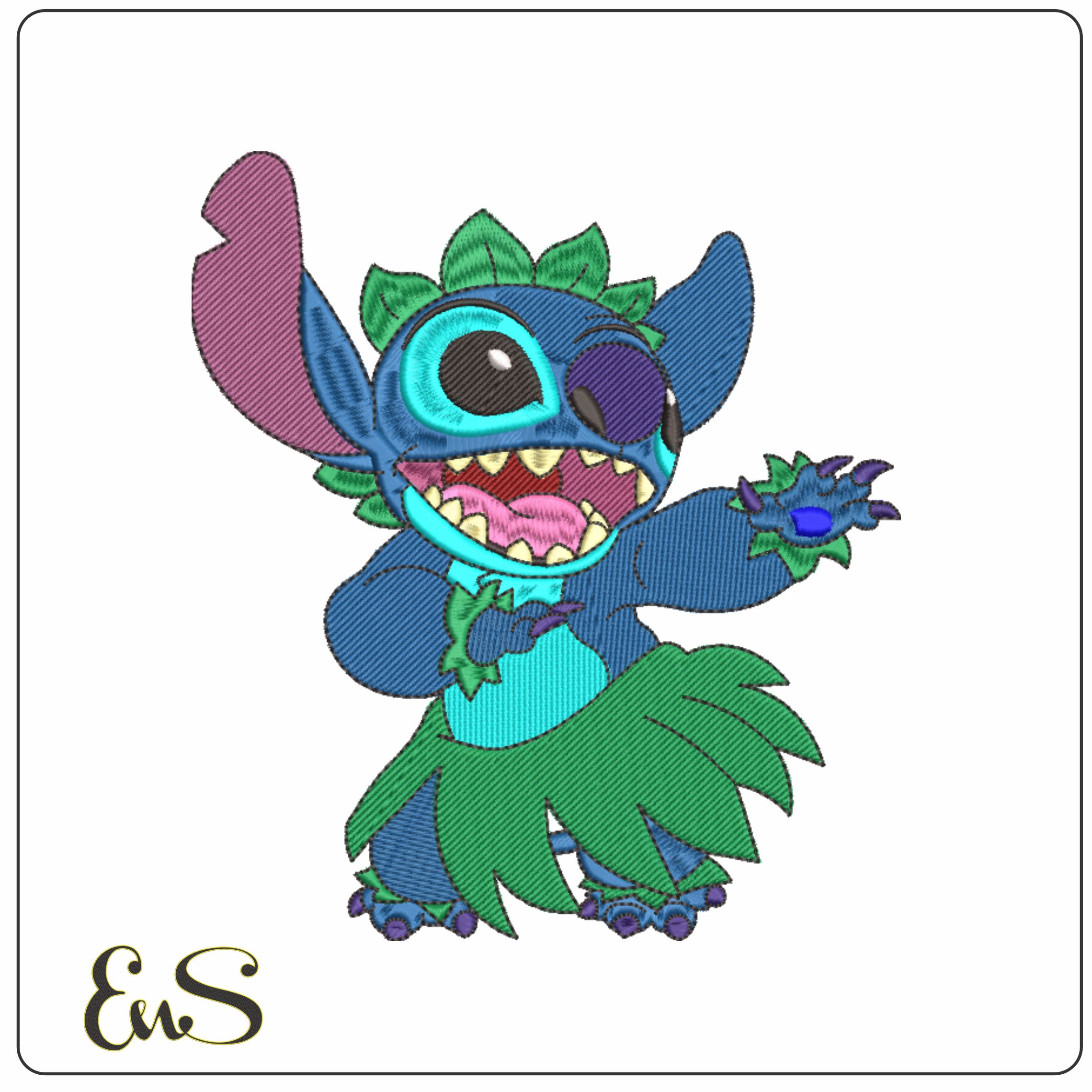 Stitch Hoola - Cartoon-Elegant embroidery design file - instant download