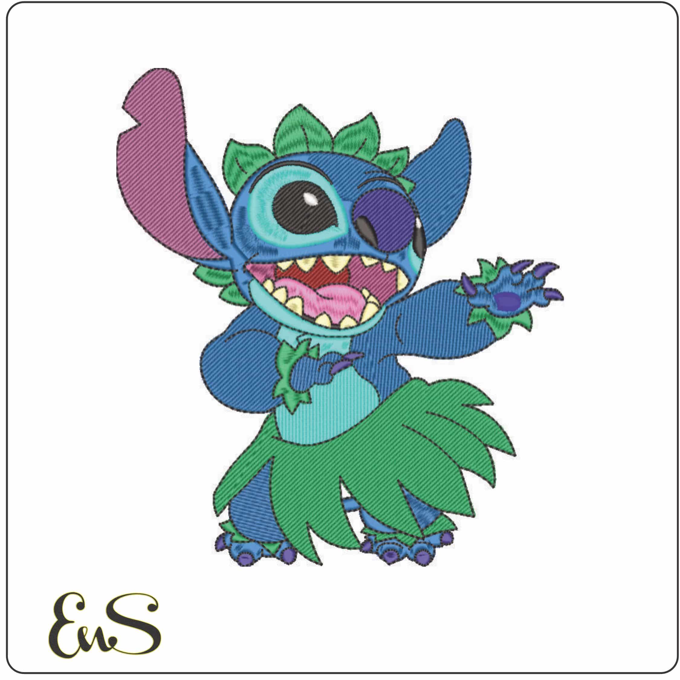 Stitch Hoola - Cartoon-Elegant embroidery design file - instant download