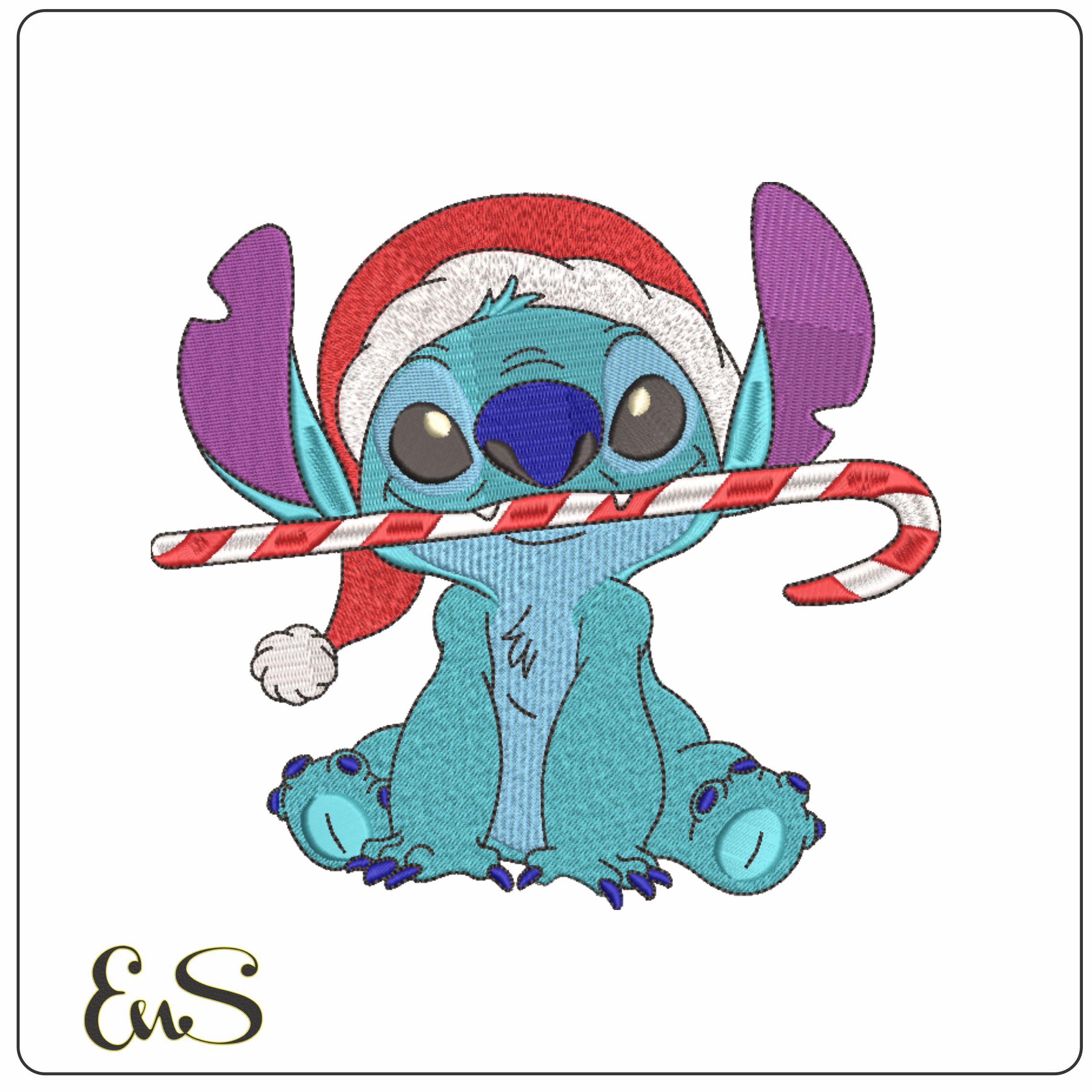 Stitch Xmas Cane-Elegant embroidery design file - instant download
