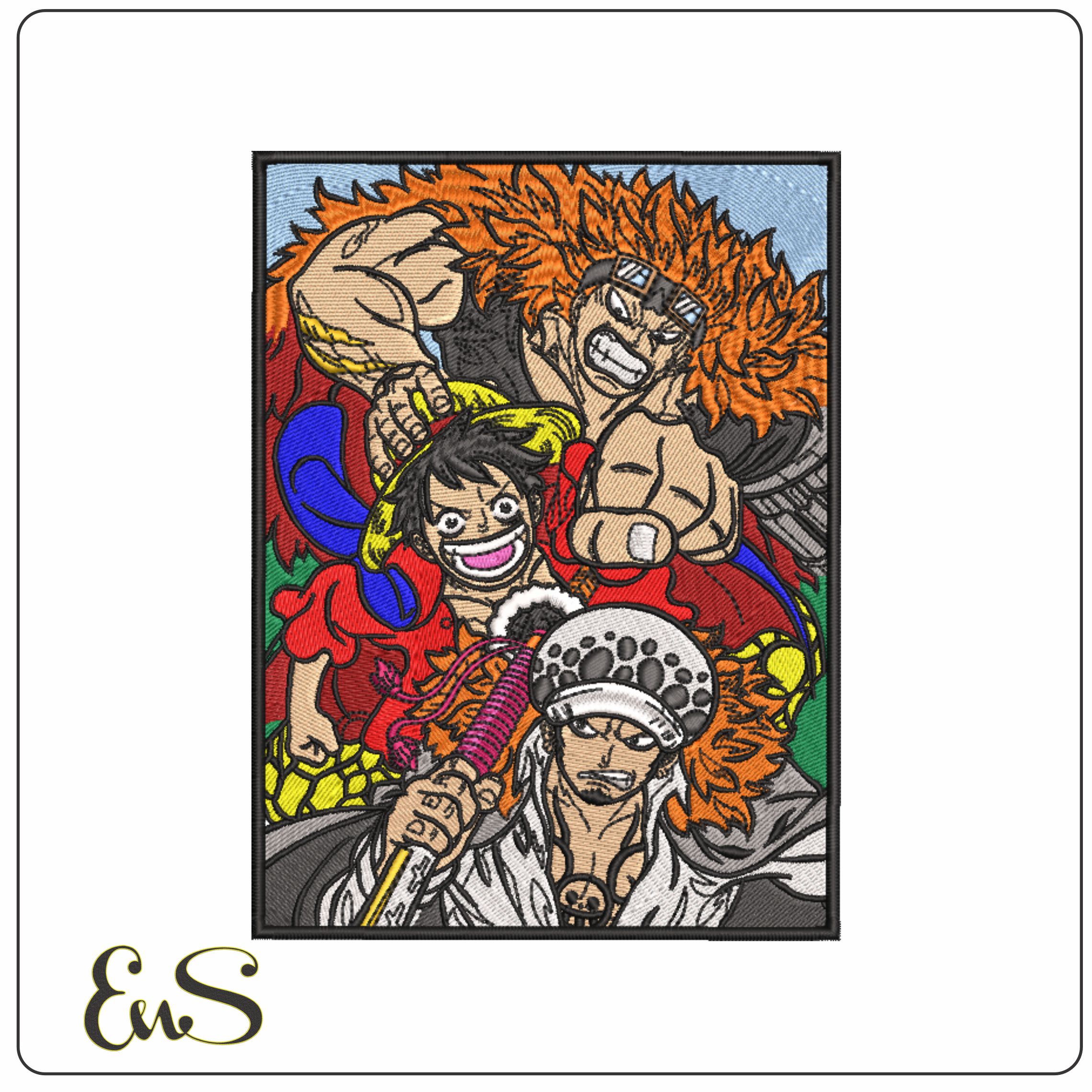 Super Nova Trio - Luffy Law Kid - Anime-Elegant embroidery design file - instant download