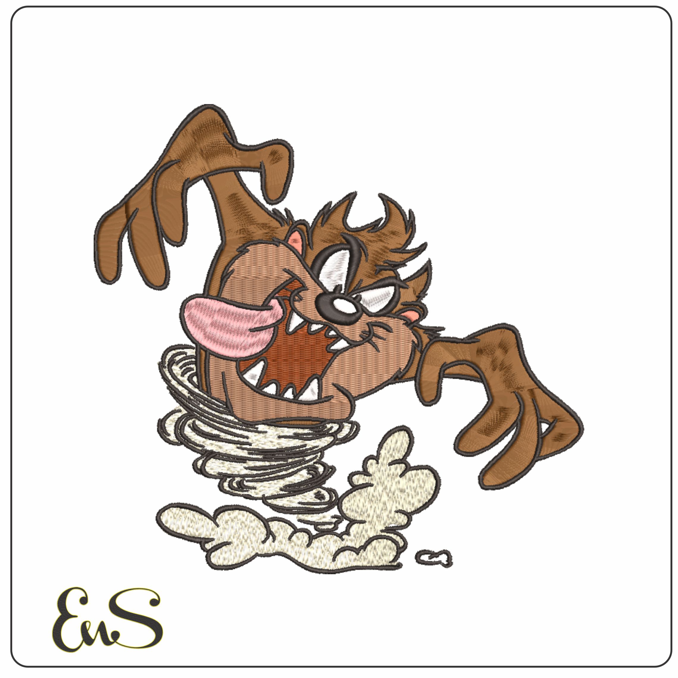 Taz Devel Swoosh - Looney Tunes-Elegant embroidery design file - instant download
