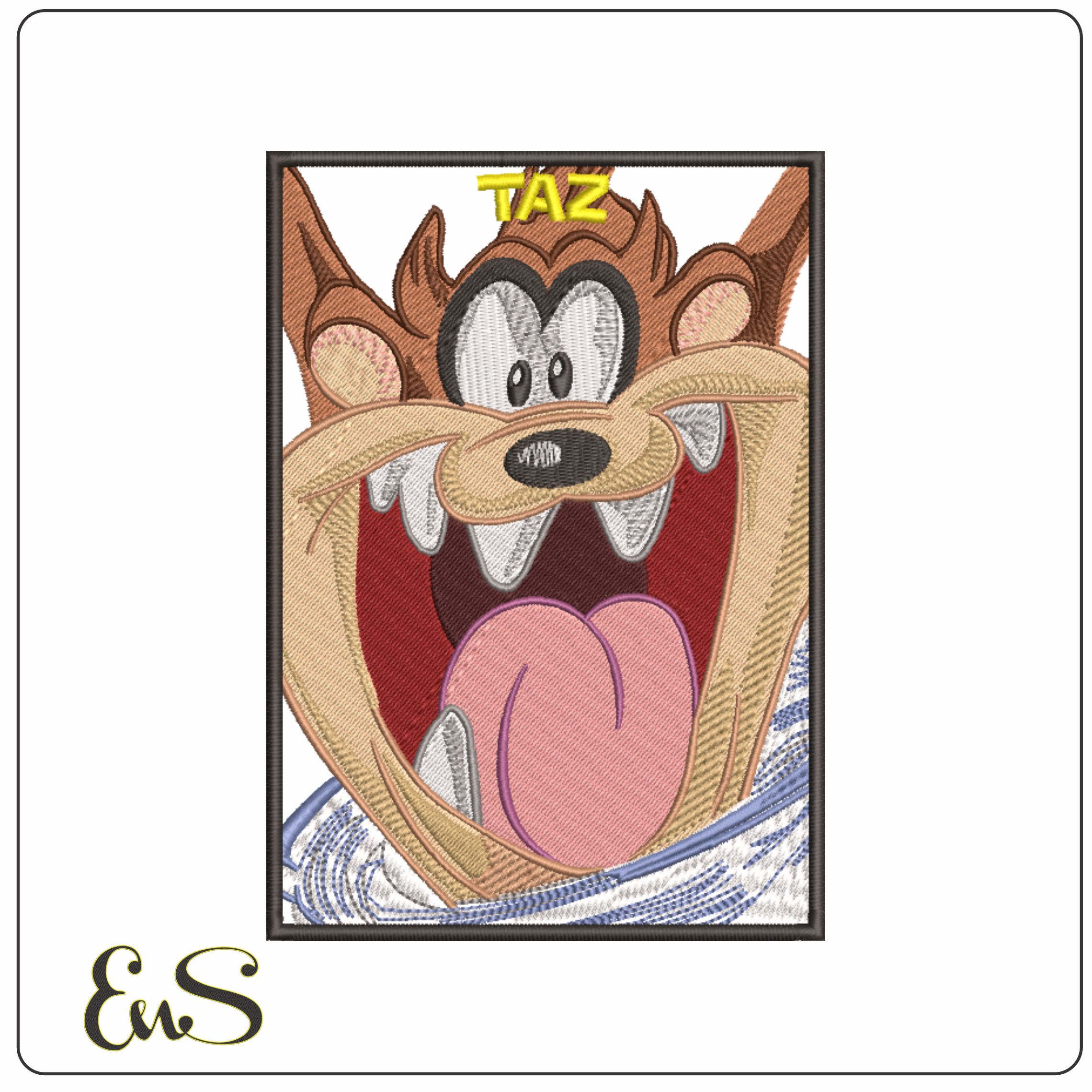 Taz Head frame-Elegant embroidery design file - instant download