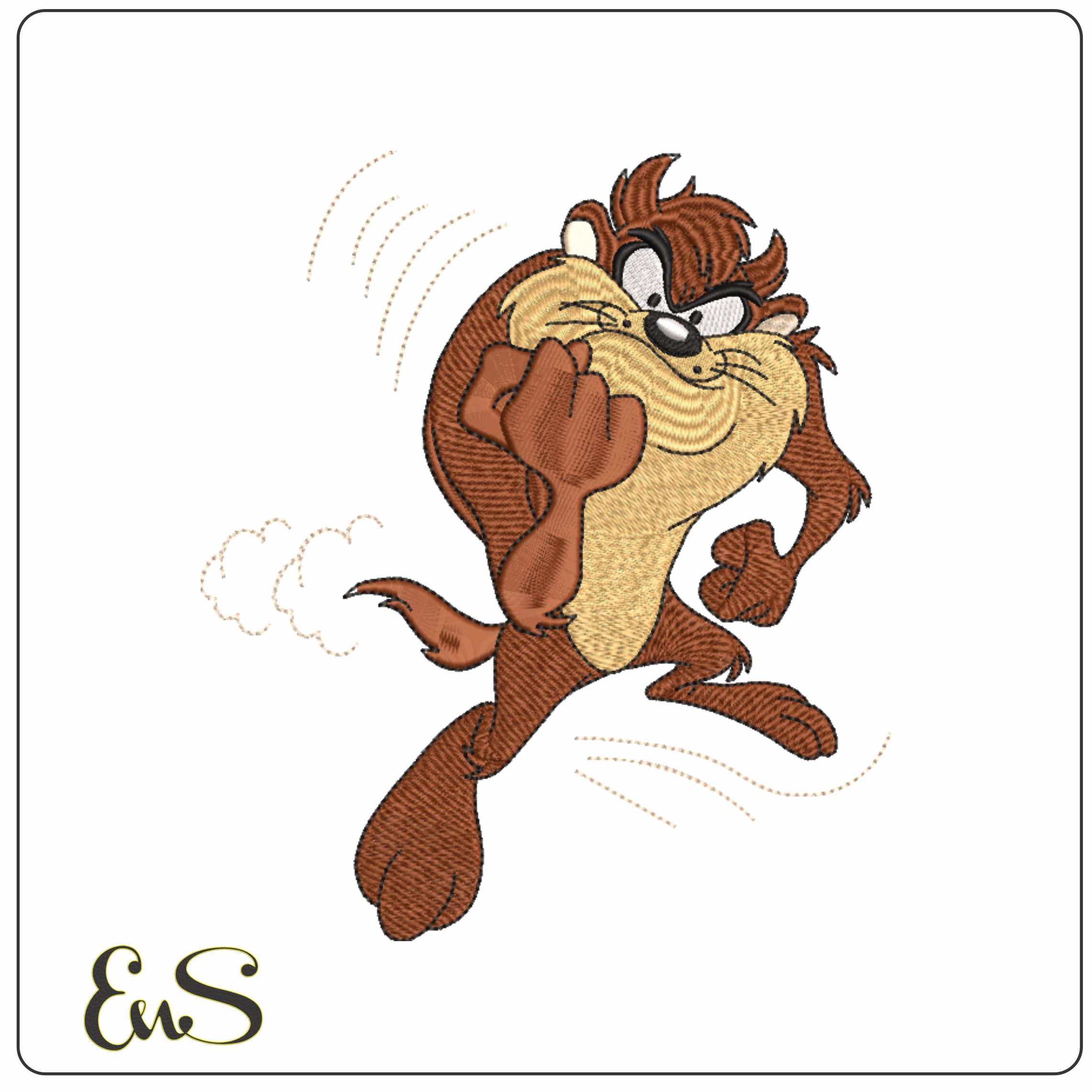 Taz Ready to Fight - Looney Tunes-Elegant embroidery design file - instant download
