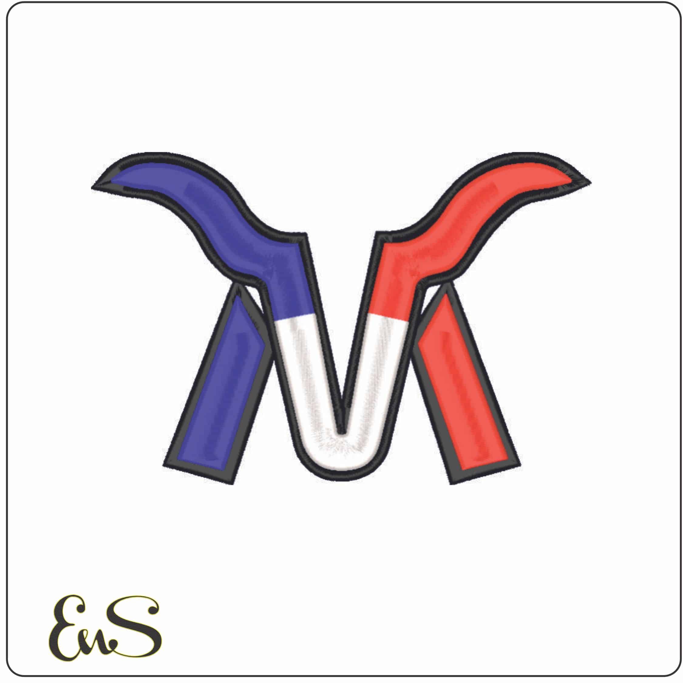 Texas M Bull Horns-Elegant embroidery design file - instant download
