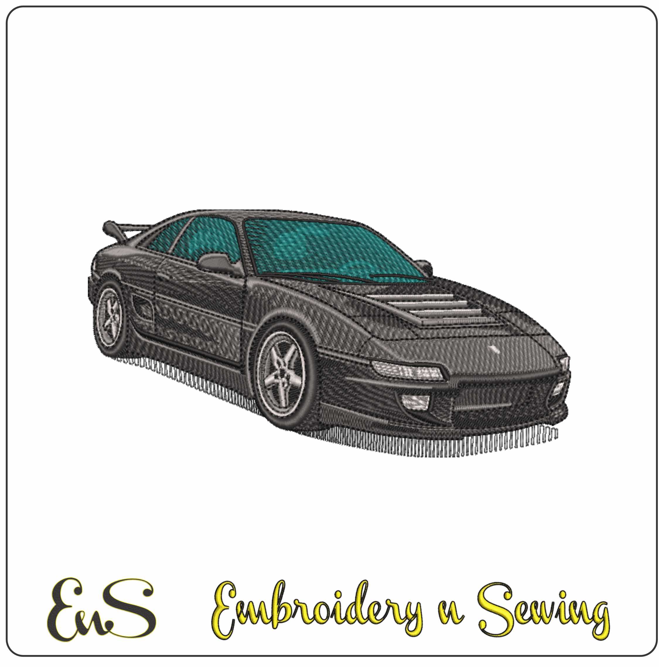 Toyota MR2 1991 in Black-Elegant embroidery design file - instant download