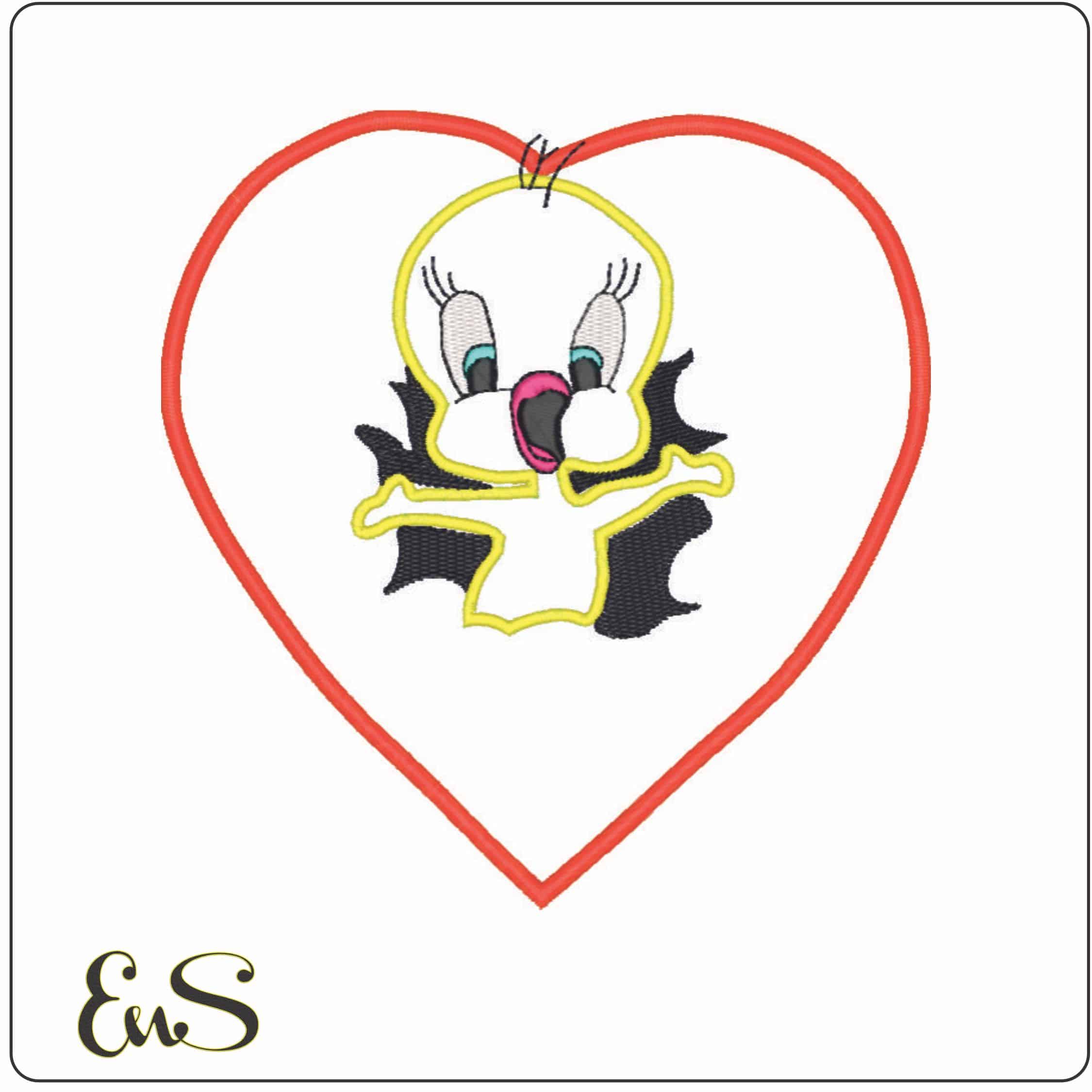 Tweety Pie Applique-Elegant embroidery design file - instant download