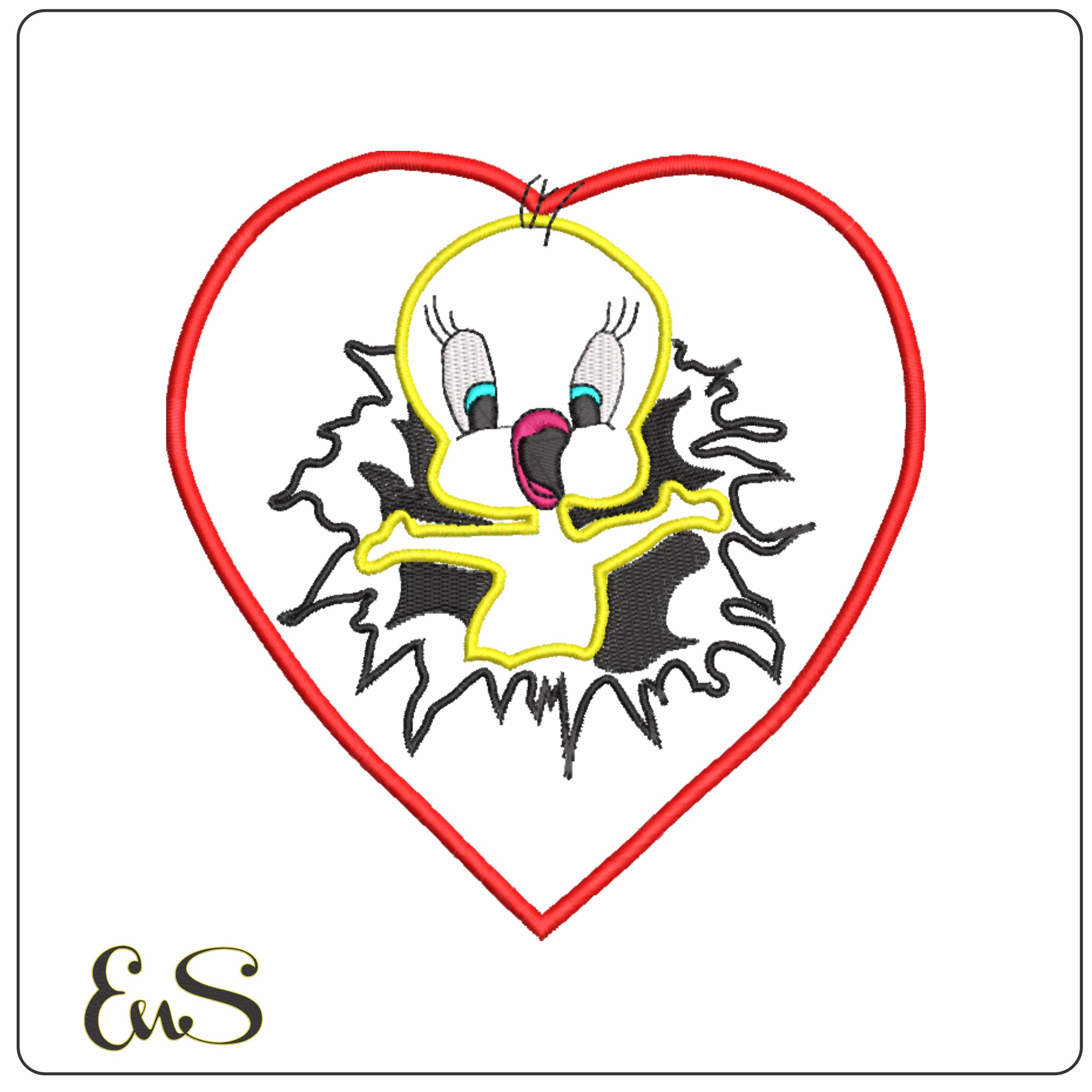 Tweety Pie Applique-Elegant embroidery design file - instant download