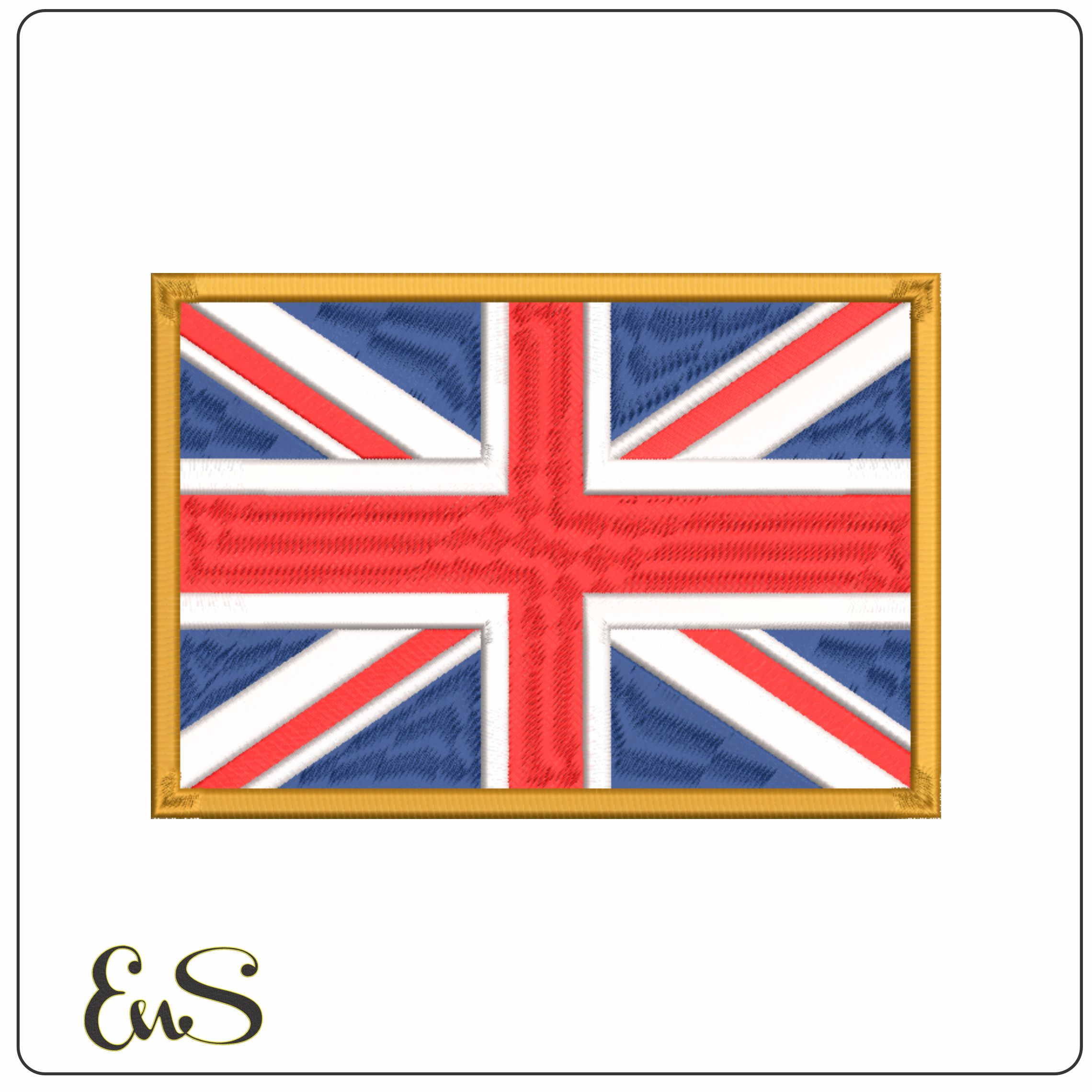 United Kingdom Flag with Border-Elegant embroidery design file - instant download