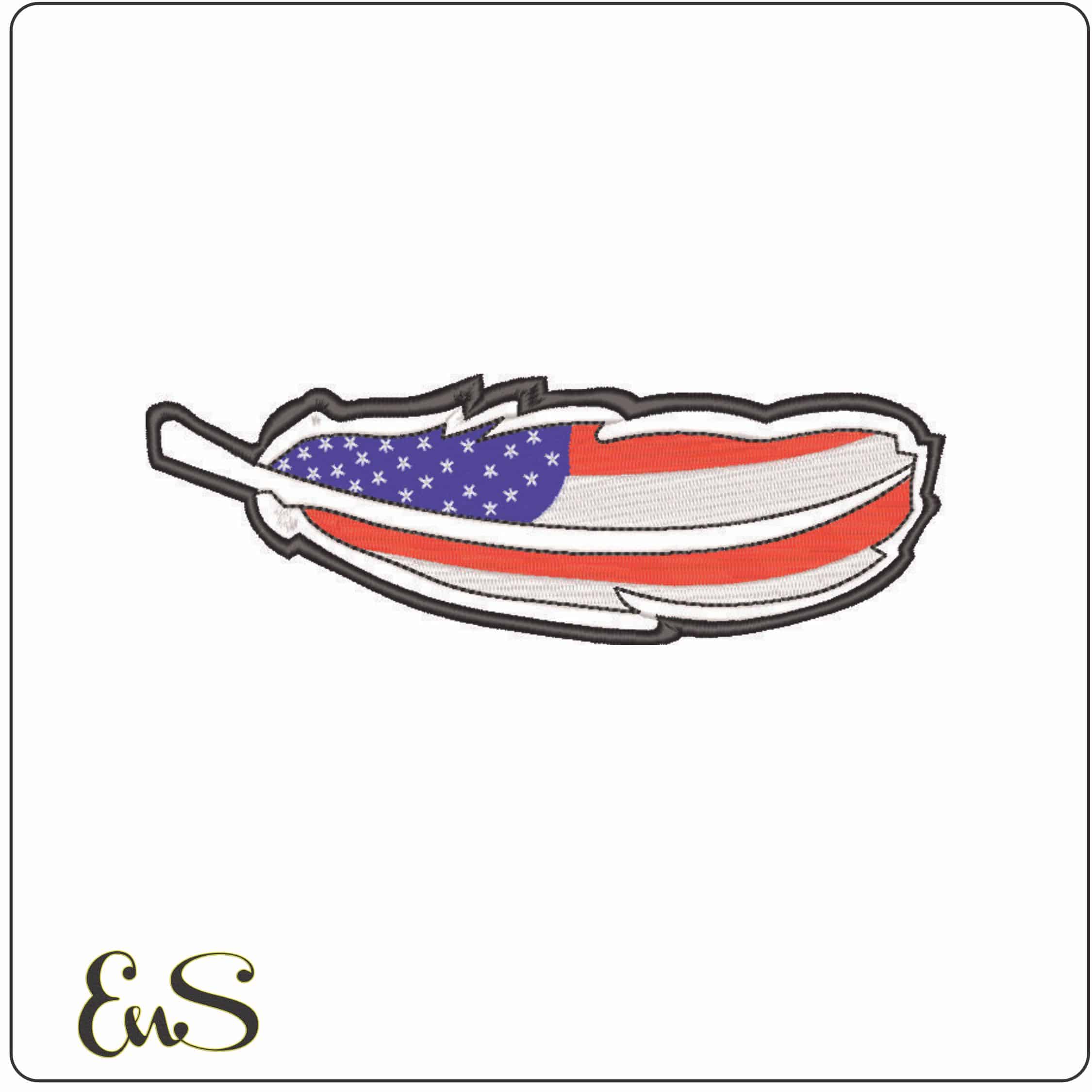 USA Feather-Elegant embroidery design file - instant download