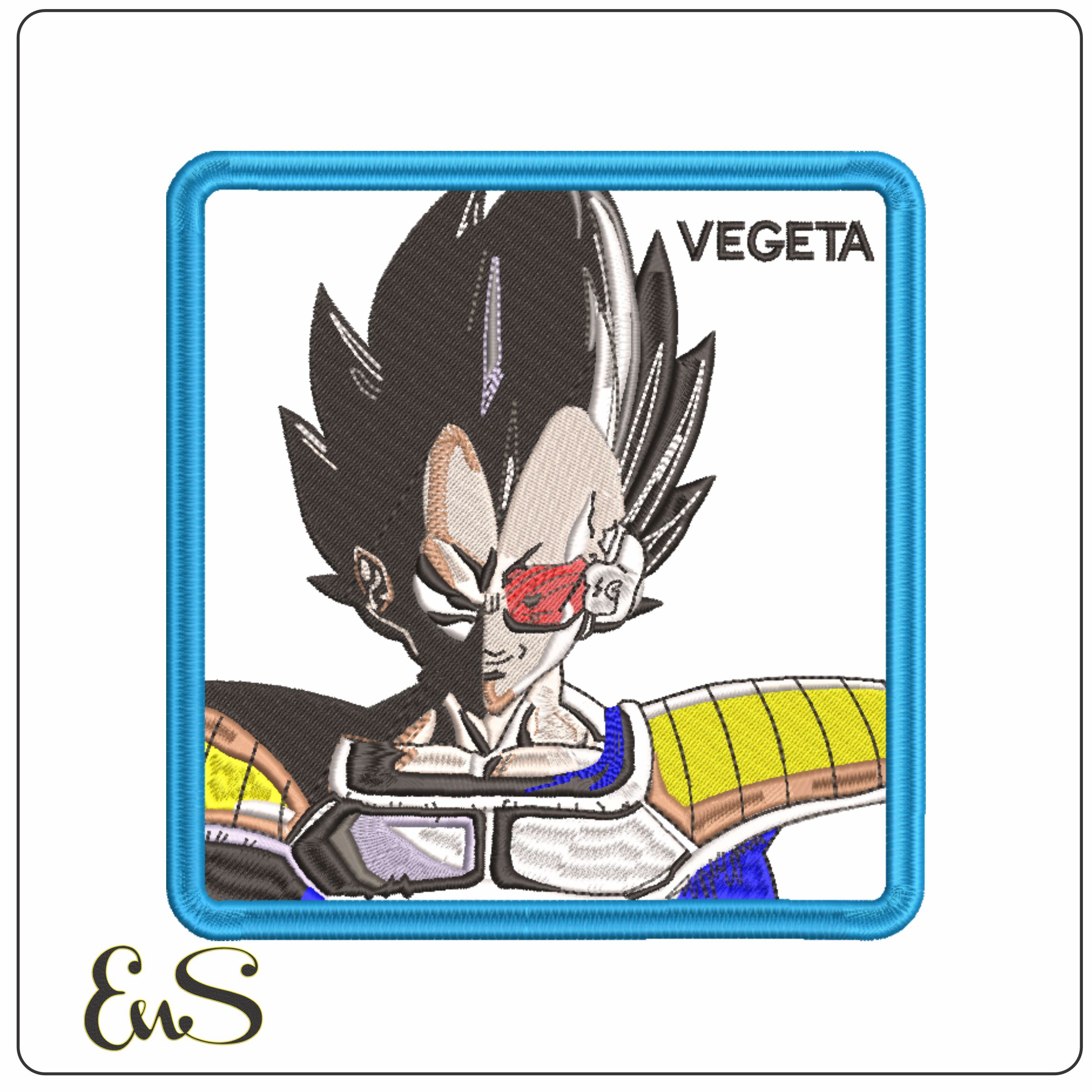 Vegata ready for battle in frame - Anime-Elegant embroidery design file - instant download