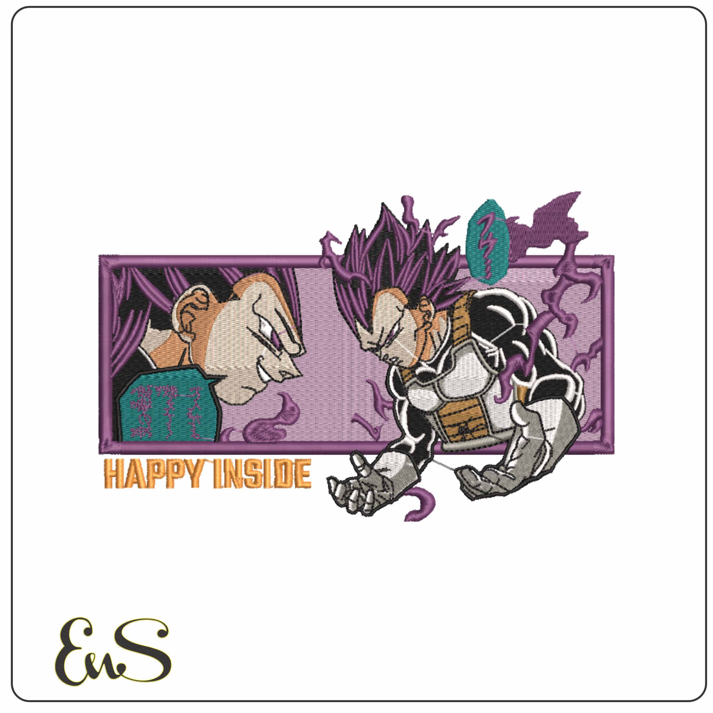VEGETA HAPPY INSIDE-Elegant embroidery design file - instant download