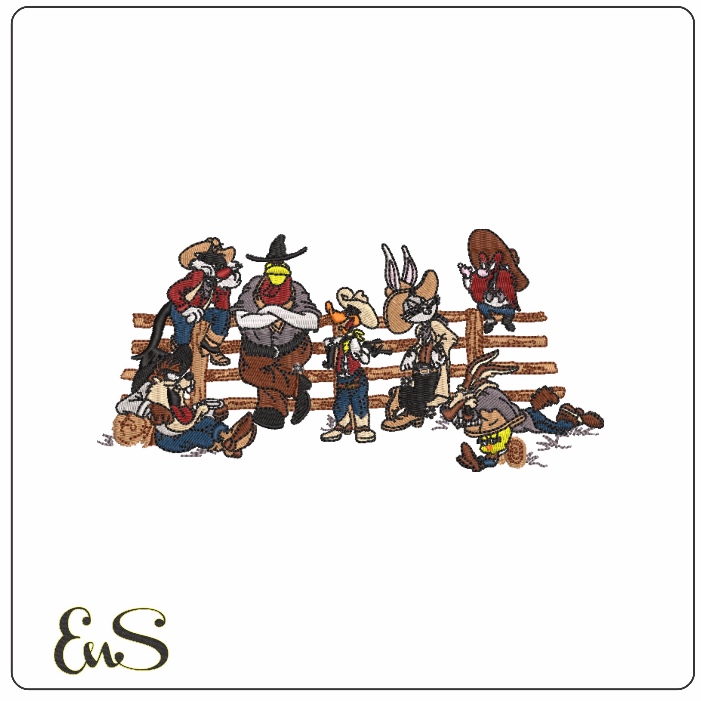 Western Looney Tunes-Elegant embroidery design file - instant download