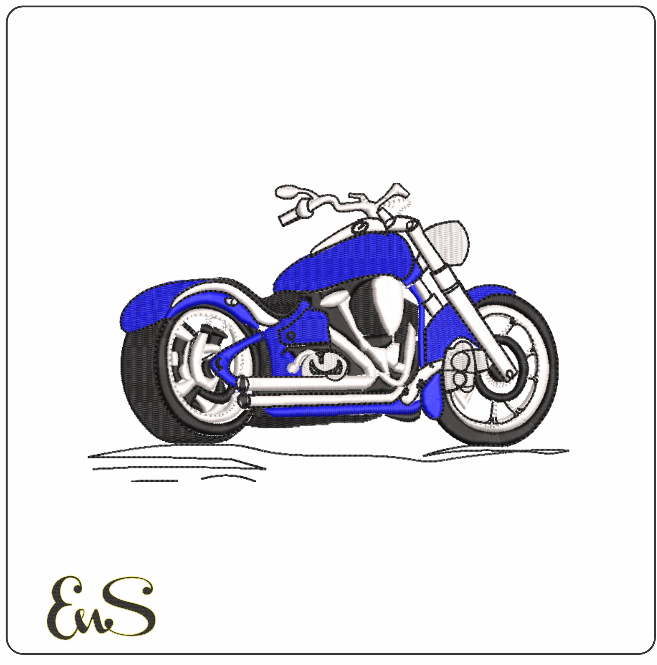 Basic Chooper Motorcycle-Elegant embroidery design file - instant download