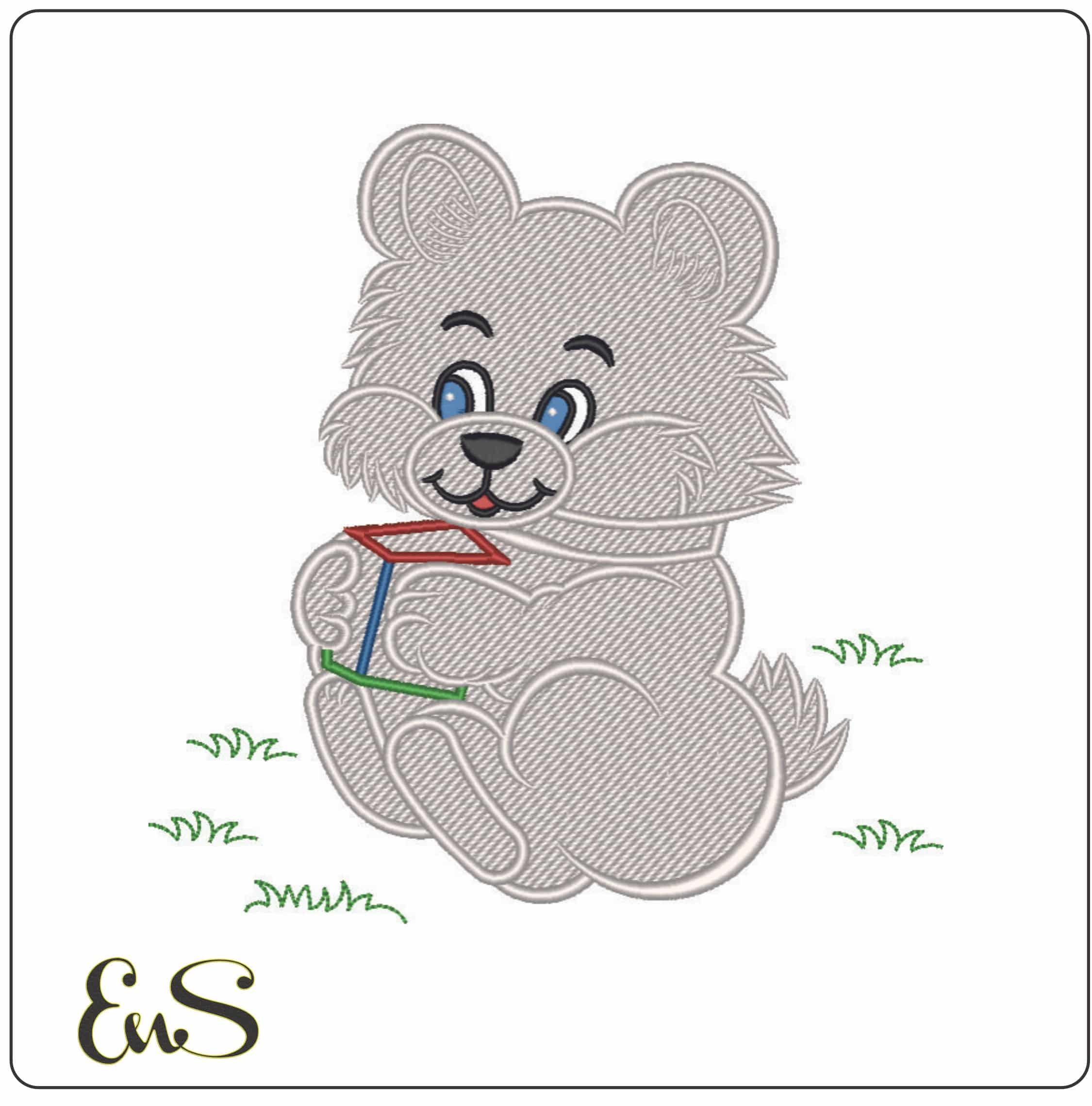 Children Teddy holing Present-Elegant embroidery design file - instant download
