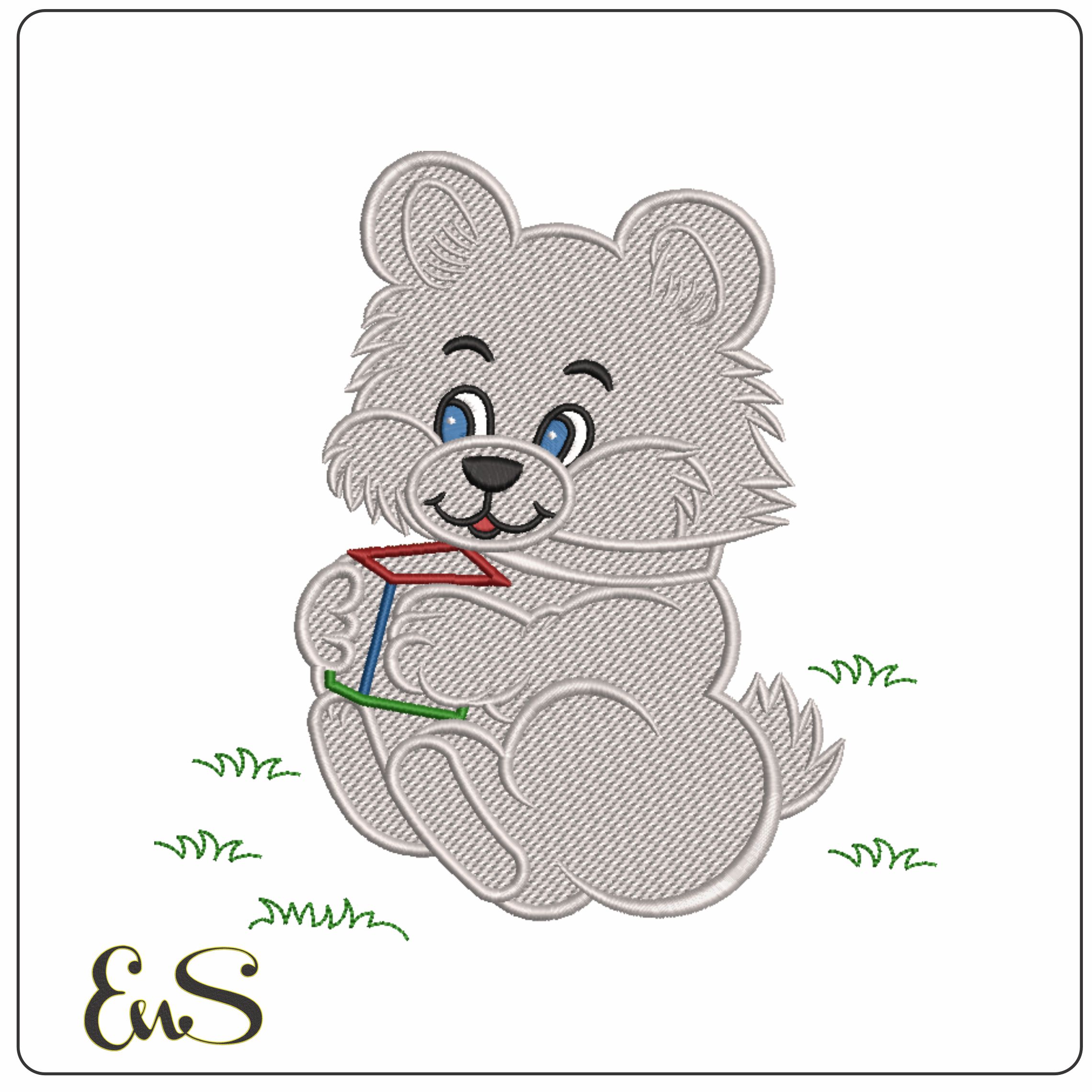 Children Teddy holing Present-Elegant embroidery design file - instant download