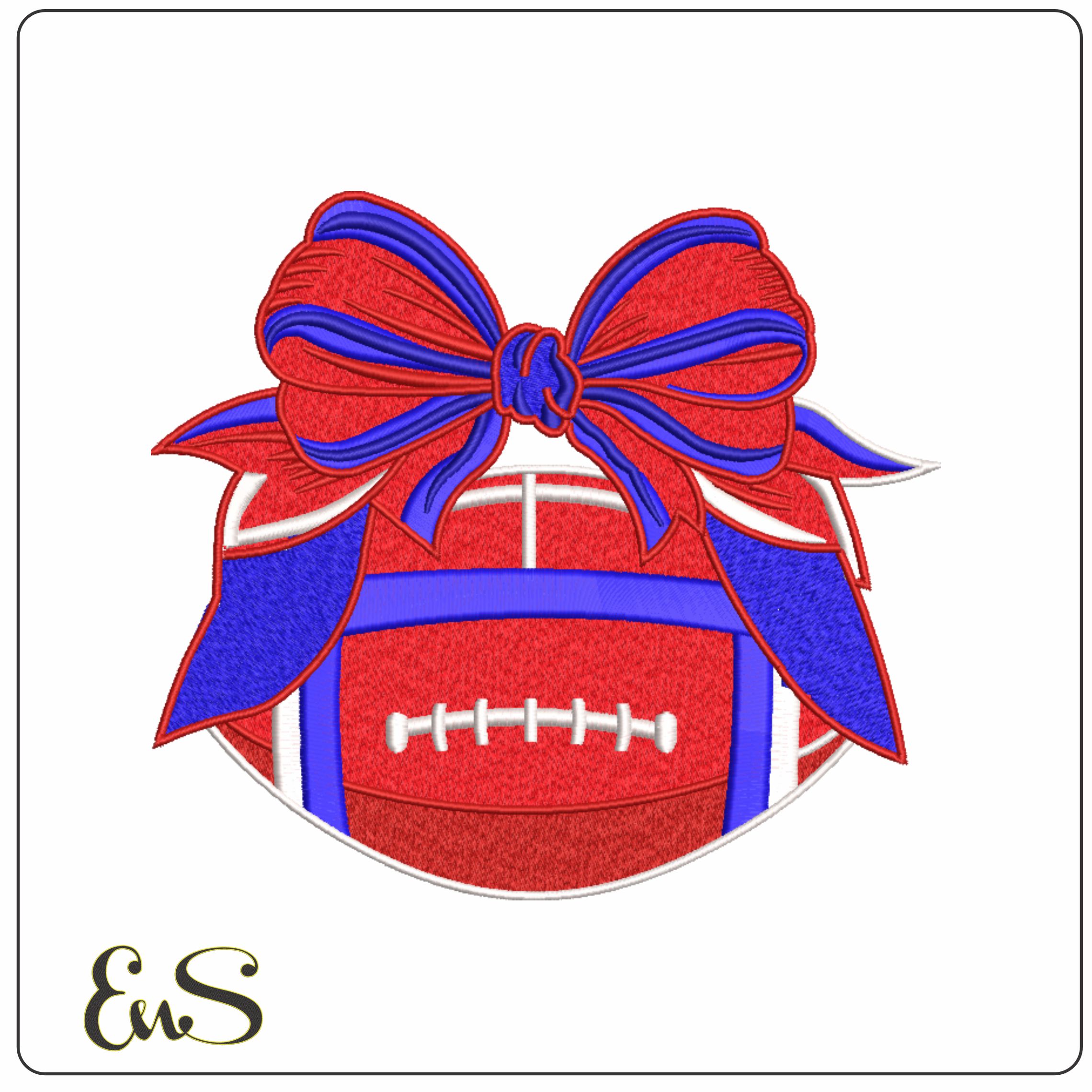 Christmas Football Red White and Blue-Elegant embroidery design file - instant download