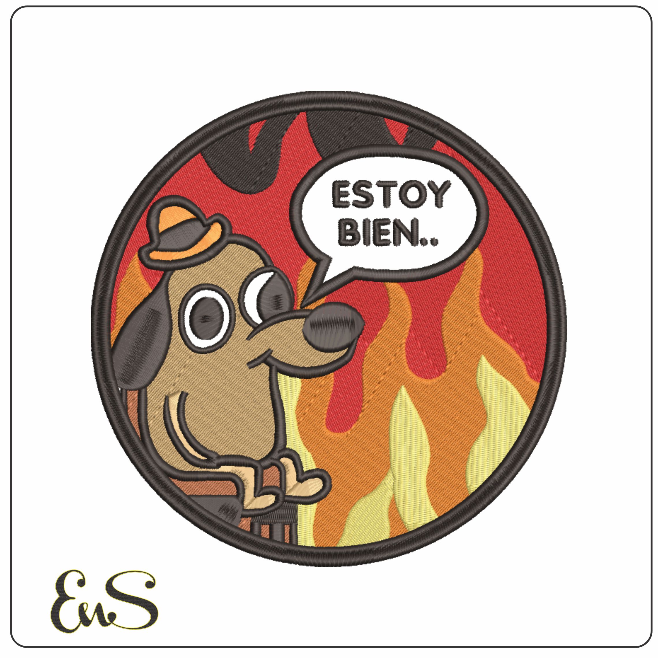 Dog in Hell - Estoy Bein-Elegant embroidery design file - instant download