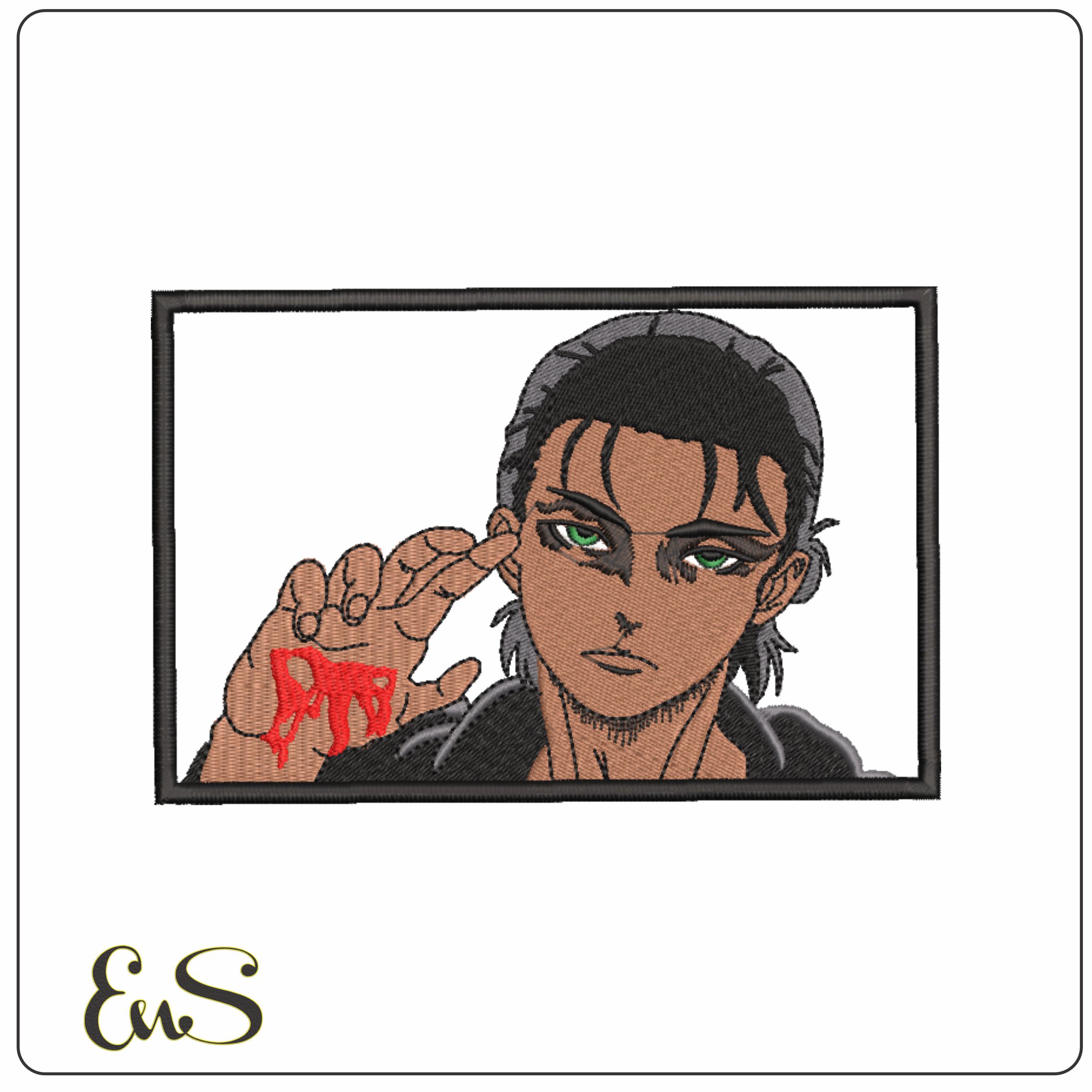 Eren Mano Sangrada - Attack on Titan Line art - Anime-Elegant embroidery design file - instant download