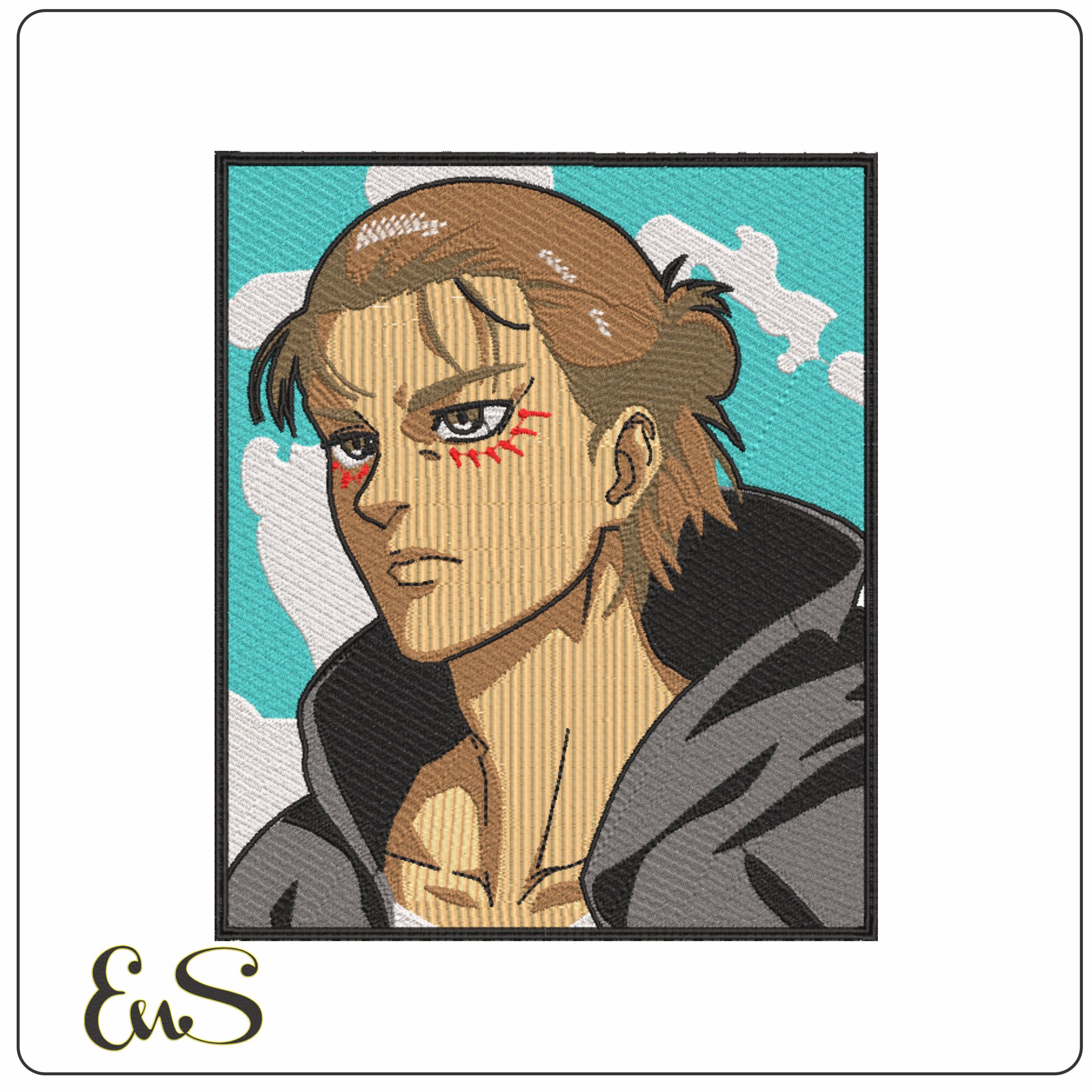 Eren Sueter line in Frame - Attack on Titan - Anime-Elegant embroidery design file - instant download