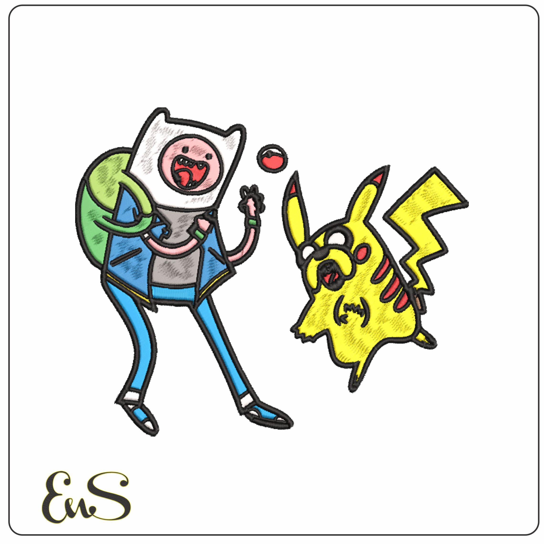 Finn and Jack Pokemon Art - Anime-Elegant embroidery design file - instant download