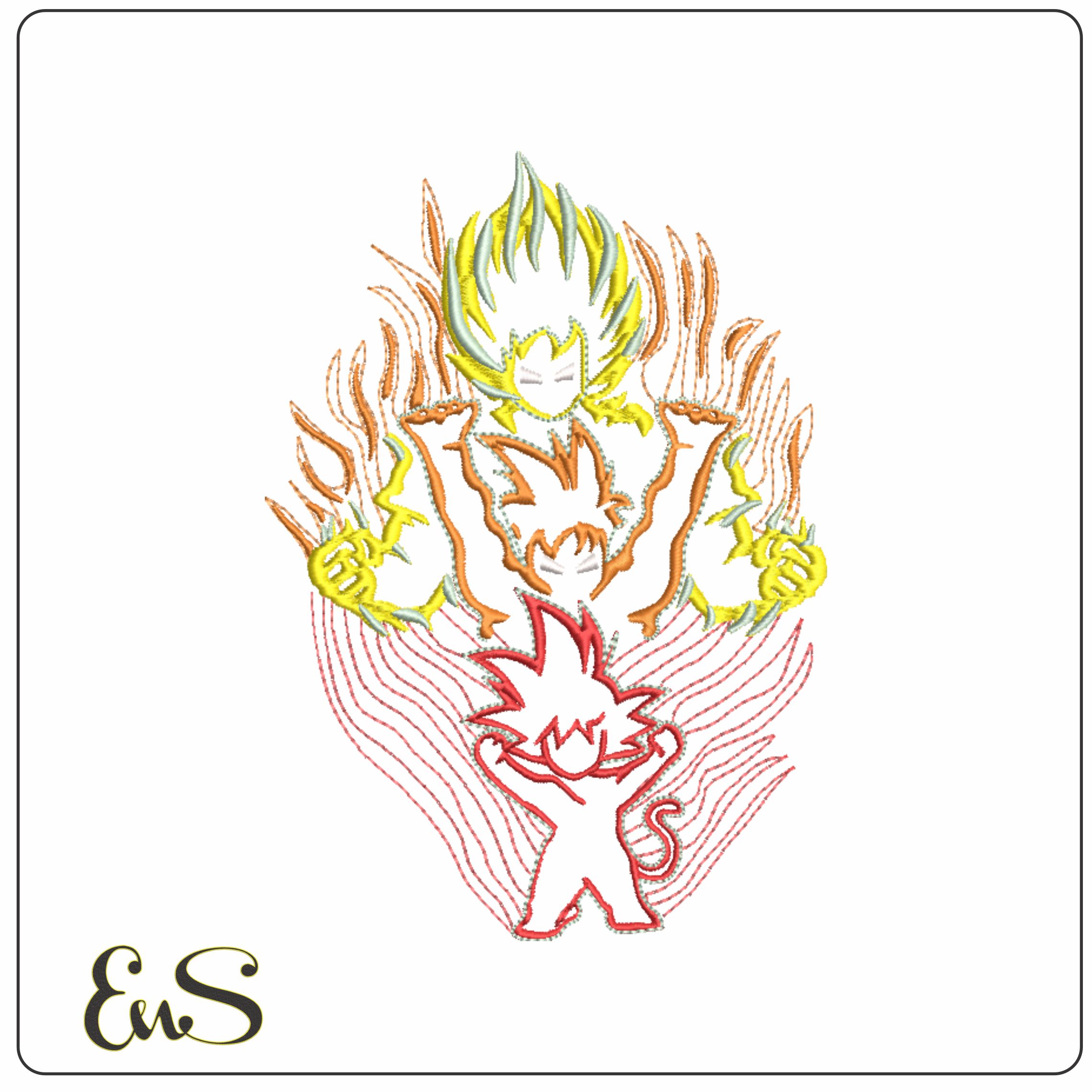 Goku 3 stylised - Dragon Ball - Anime-Elegant embroidery design file - instant download