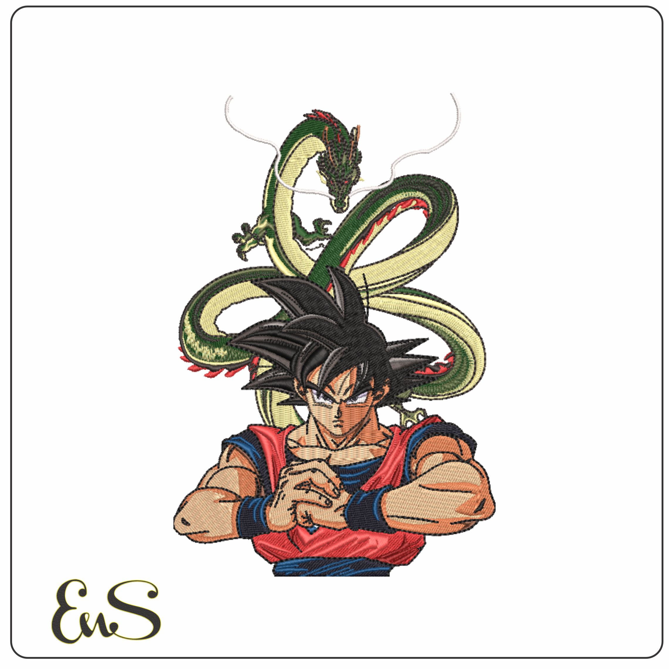 Goku and Dragon - Dragon Ball - Anime-Elegant embroidery design file - instant download