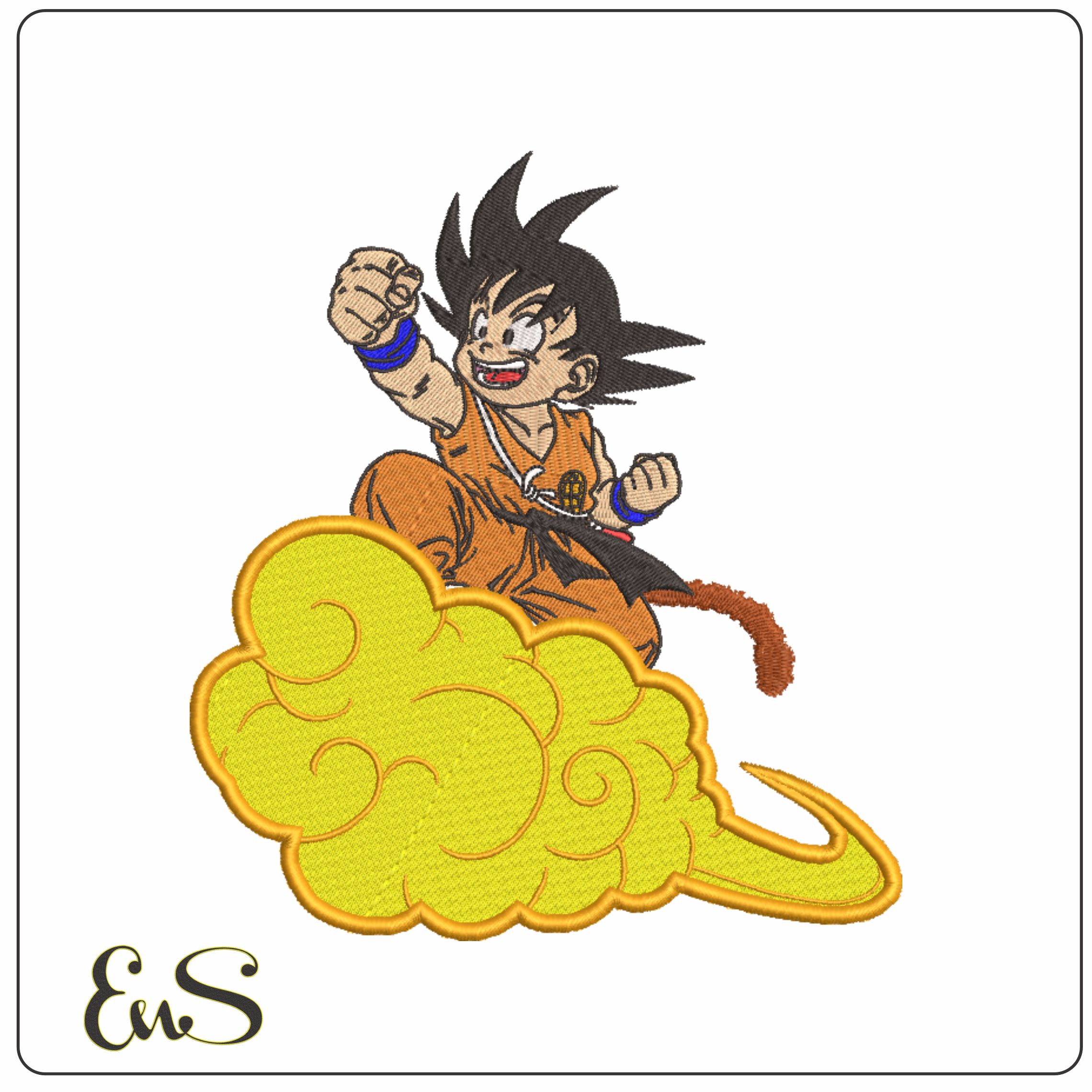 Goku on Cloud - Dragon Ball - Anime-Elegant embroidery design file - instant download