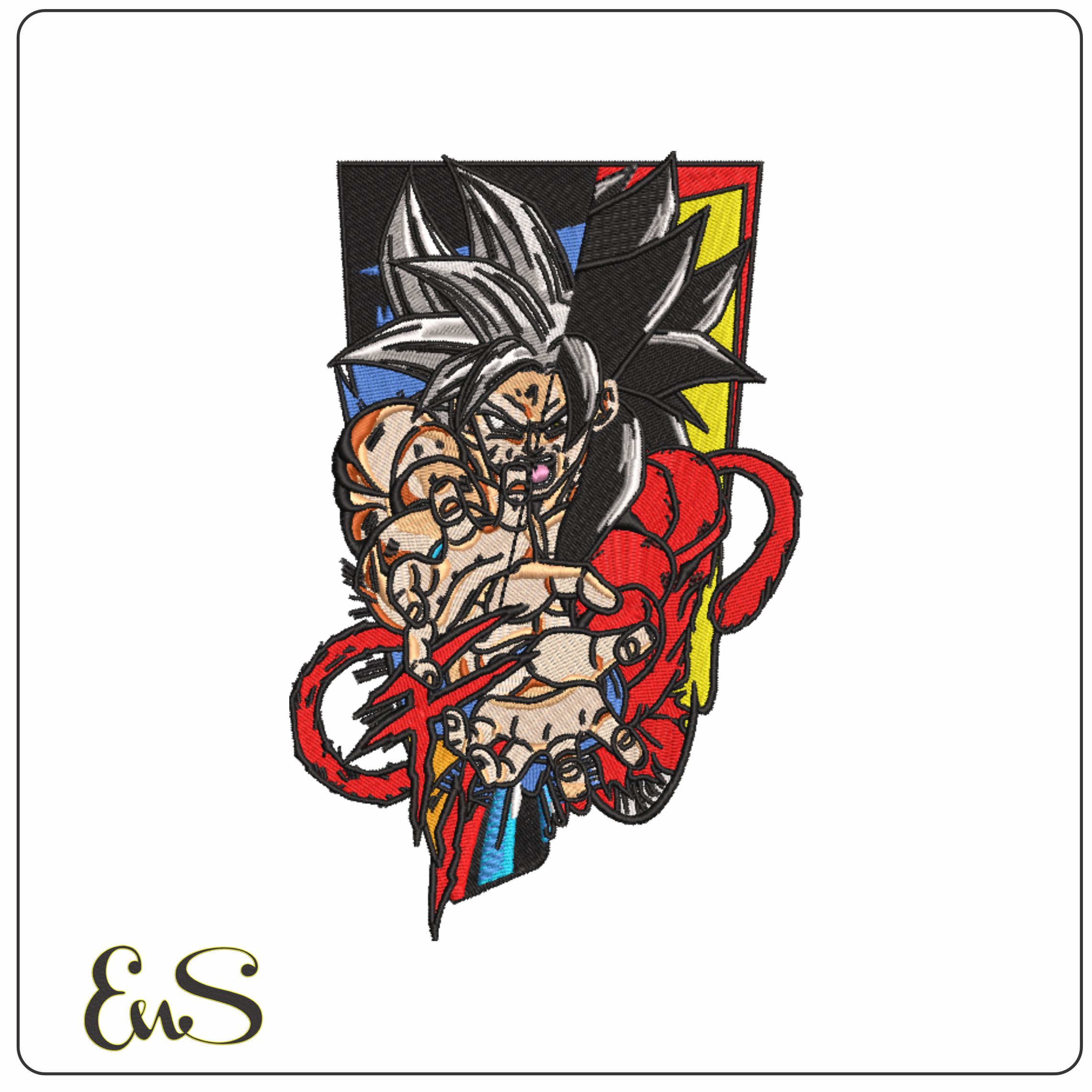 Goku Super Siayan 4 - Dragon Ball - Anime-Elegant embroidery design file - instant download