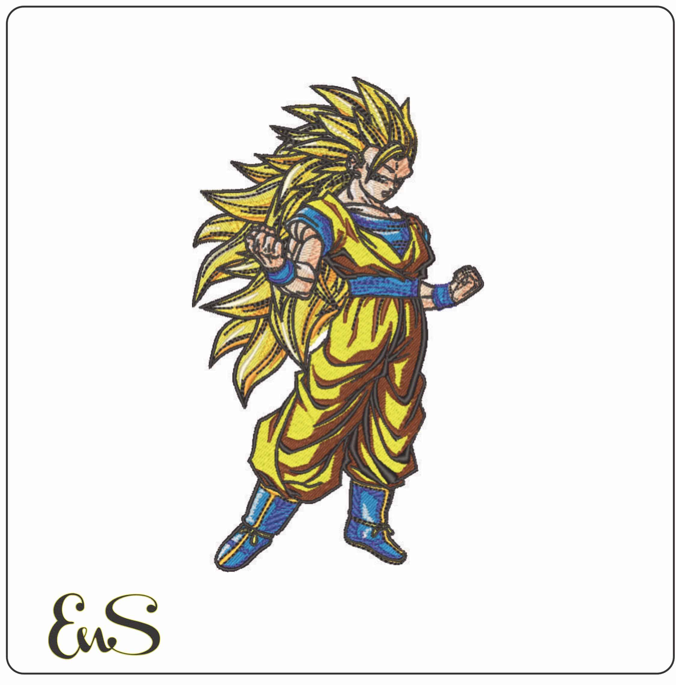 Goku Super Saiyan 3 Transformation - Dragon Ball - Anime-Elegant embroidery design file - instant download